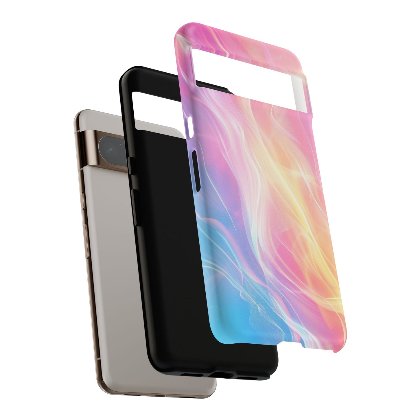 Pastel Marble Tough Phone Case — Protective iPhone Cover with Pink Blue Gradient Swirl