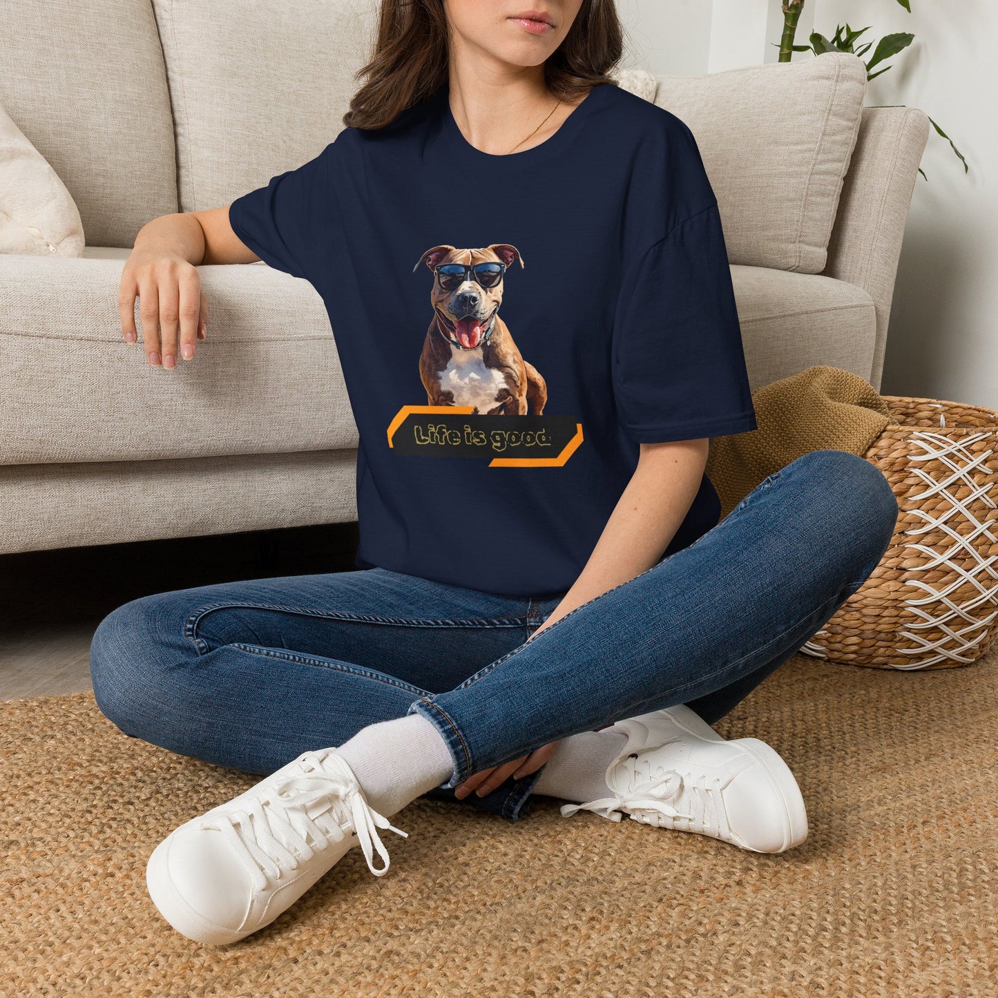 Staffordshire Bull Terrier Graphic T-Shirt — "Life is Good" Tee