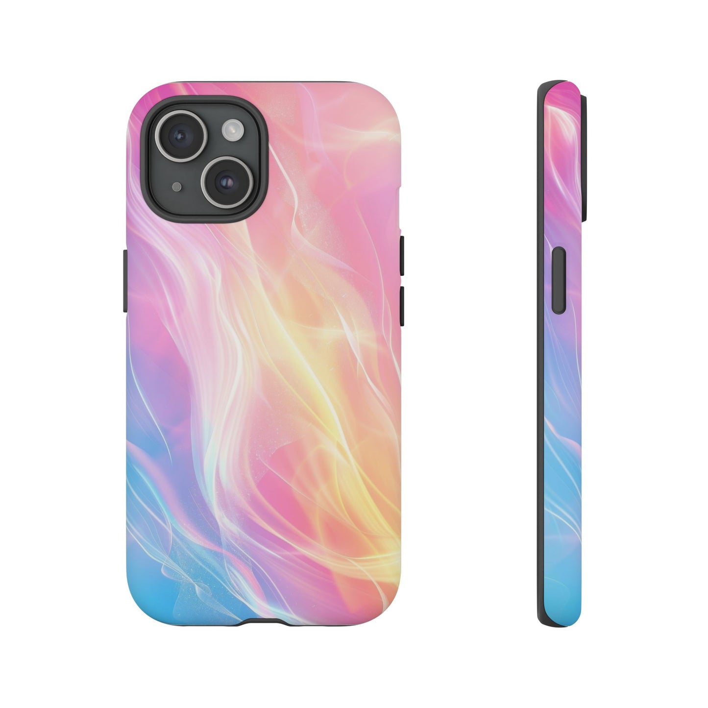 Pastel Marble Tough Phone Case — Protective iPhone Cover with Pink Blue Gradient Swirl