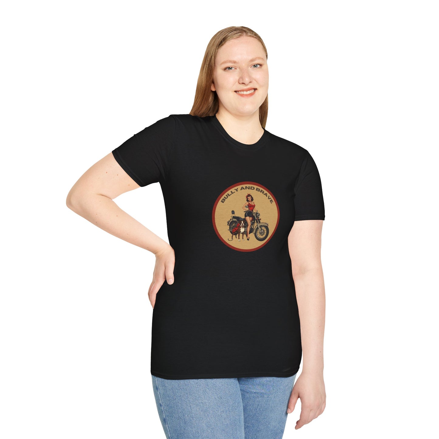 Motorcycle Pin-Up T-Shirt — Retro Biker Girl Graphic Tee
