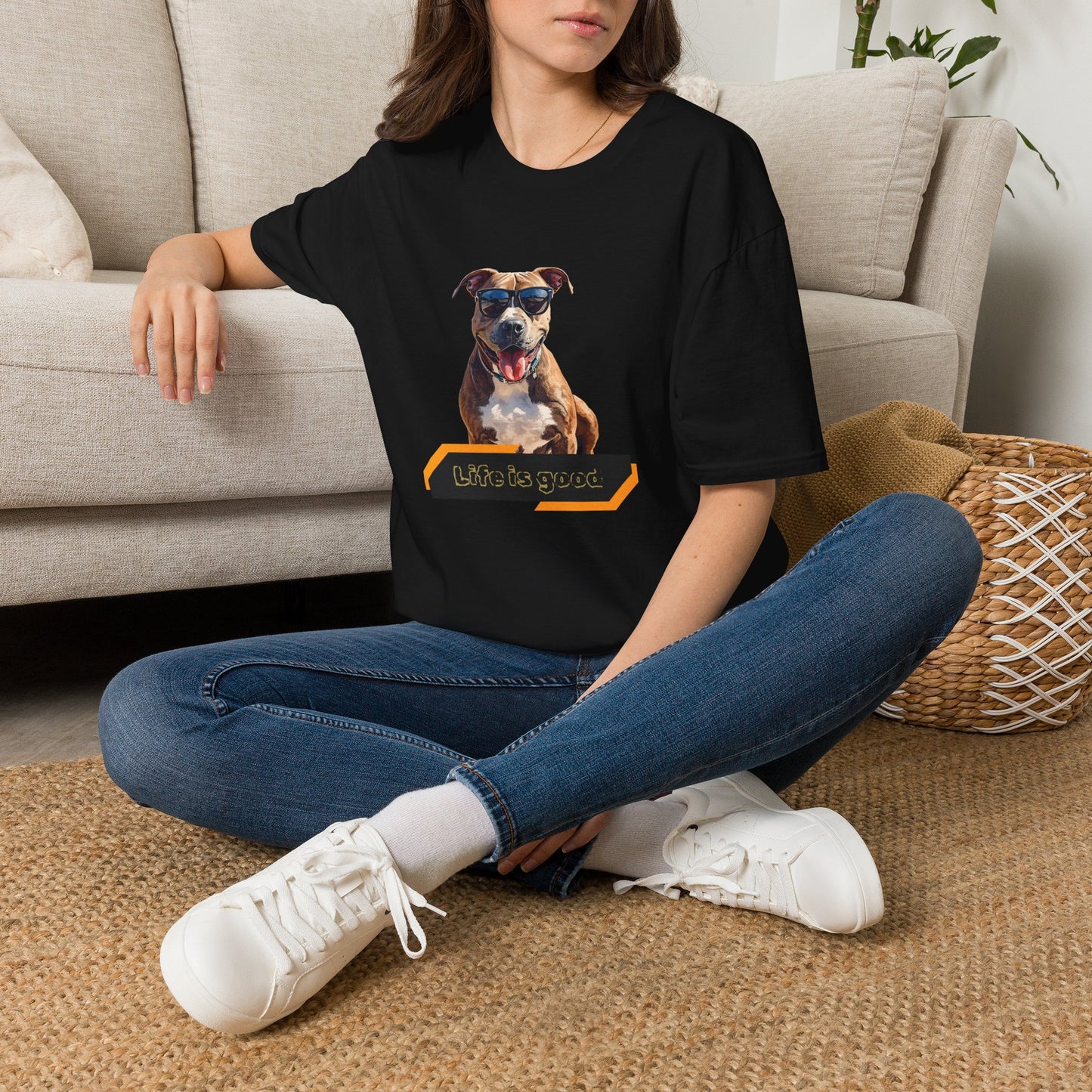 Staffordshire Bull Terrier Graphic T-Shirt — "Life is Good" Tee