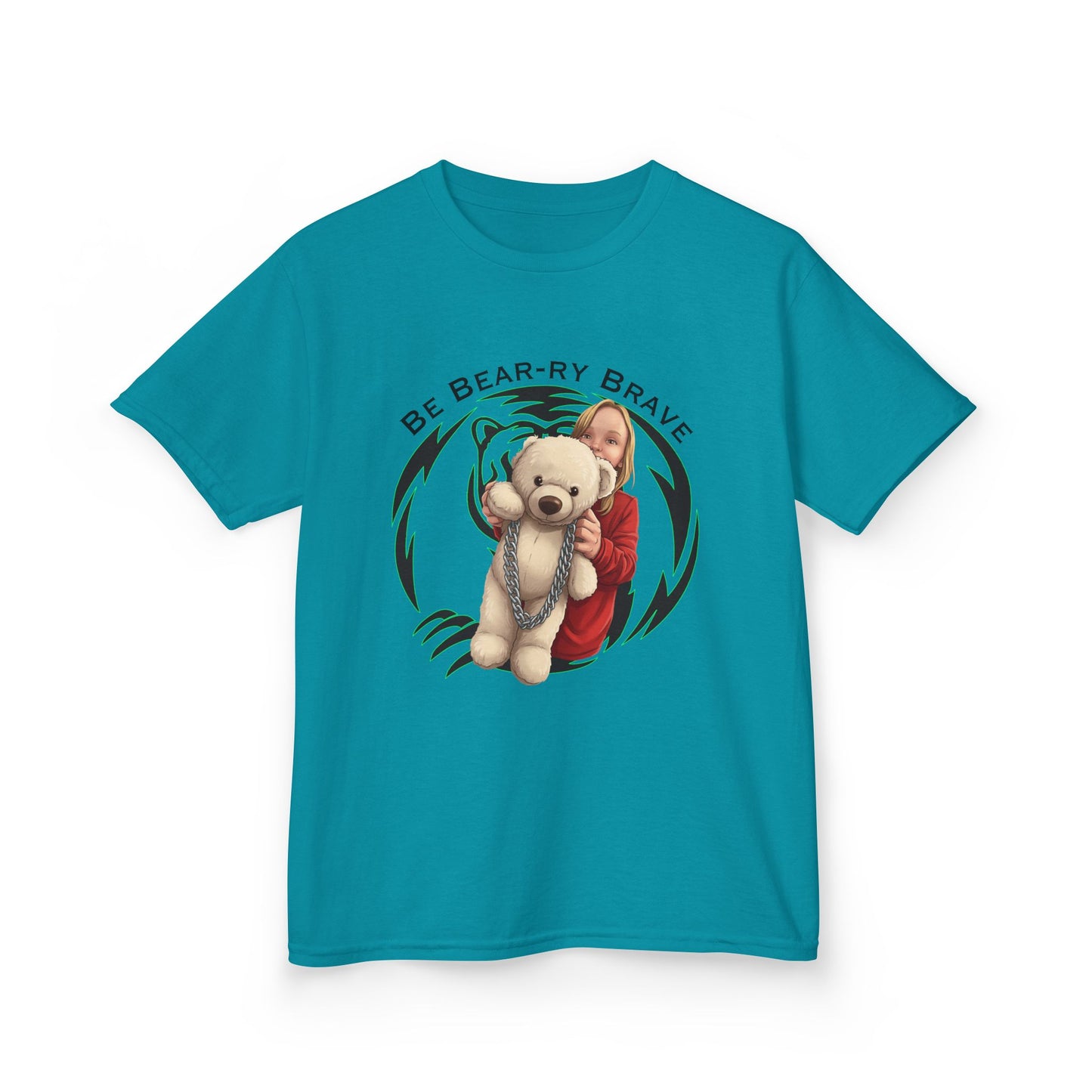 Be Bear-ry Brave Kids T-Shirt — Custom Photo-to-Cartoon Brave Bear Tee