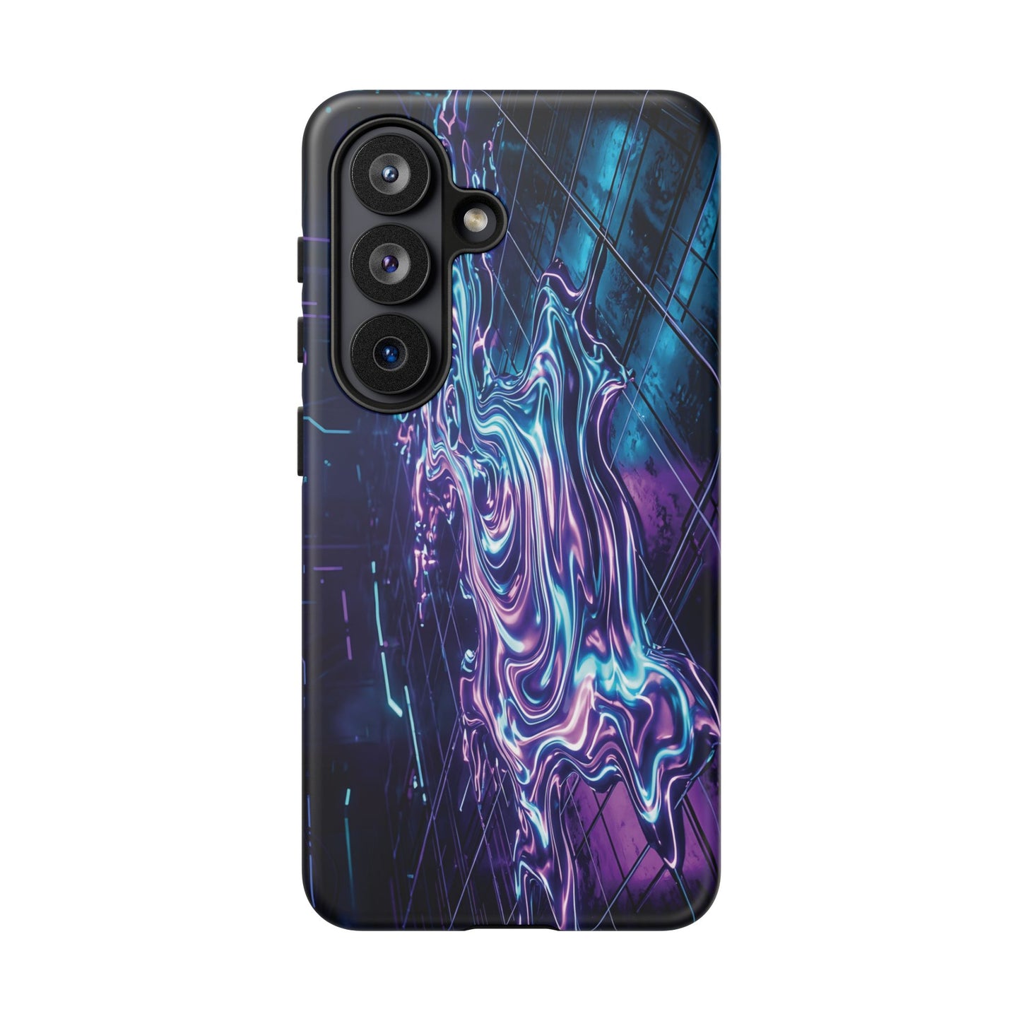 Galaxy Resin Water Tough Case — Neon Purple Blue Abstract Phone Cover
