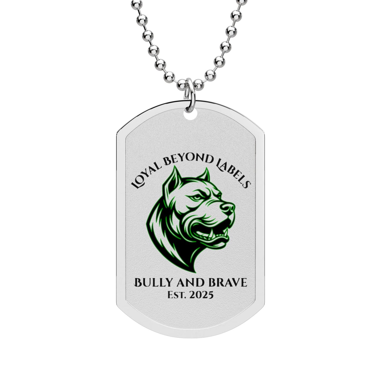 "Bully and Brave" Pitbull Dog Tag Necklace —