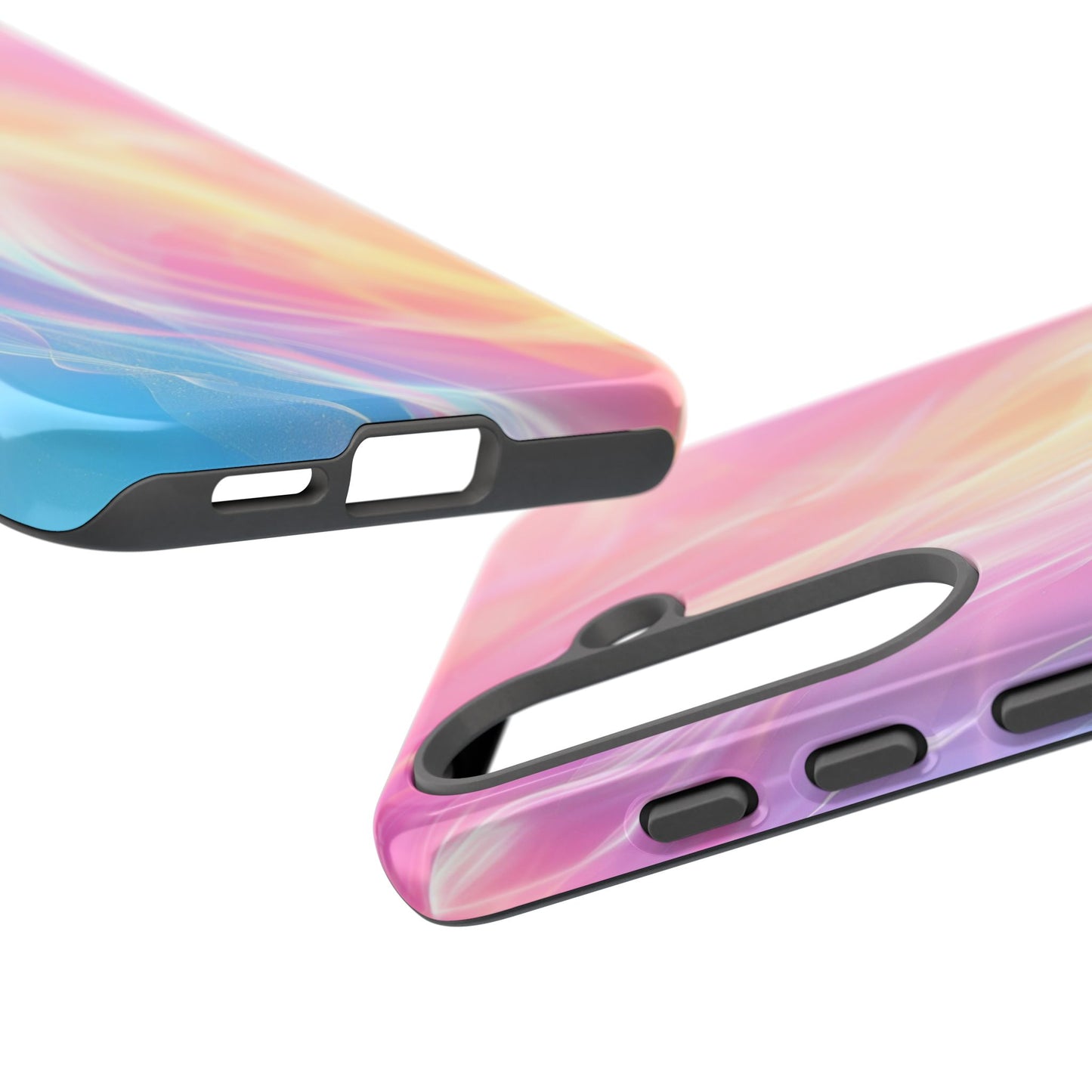 Pastel Marble Tough Phone Case — Protective iPhone Cover with Pink Blue Gradient Swirl