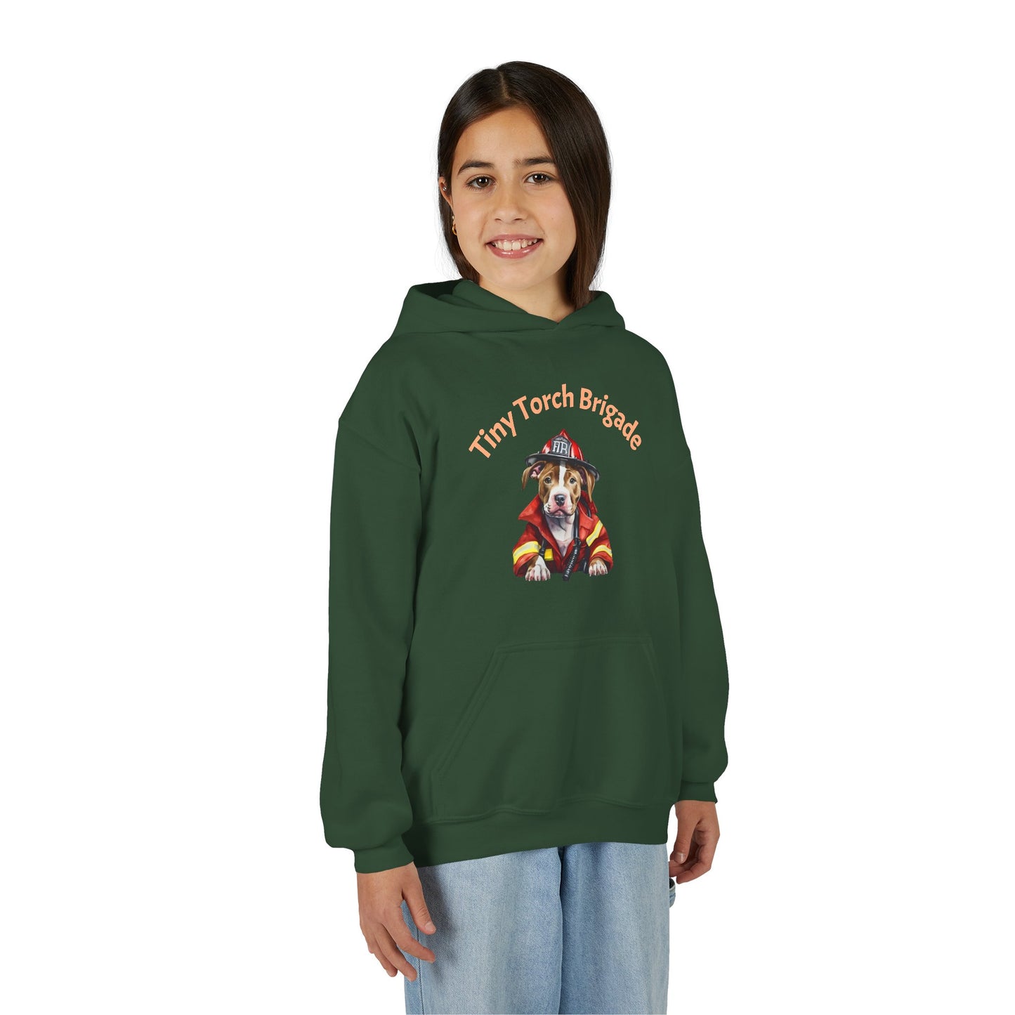 Youth Hoodie - "Tiny Torch Brigade" Firefighter Dog Graphic