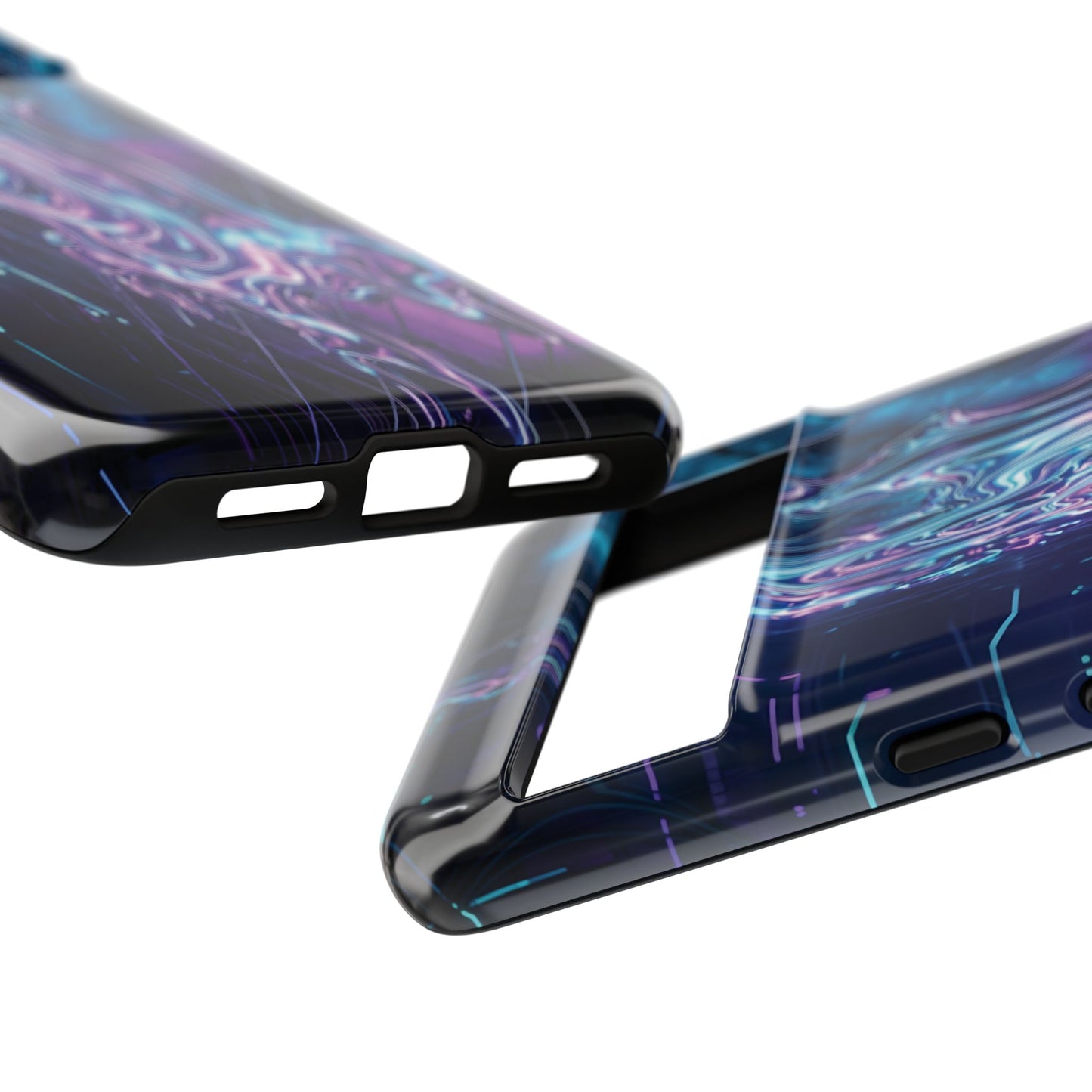 Galaxy Resin Water Tough Case — Neon Purple Blue Abstract Phone Cover