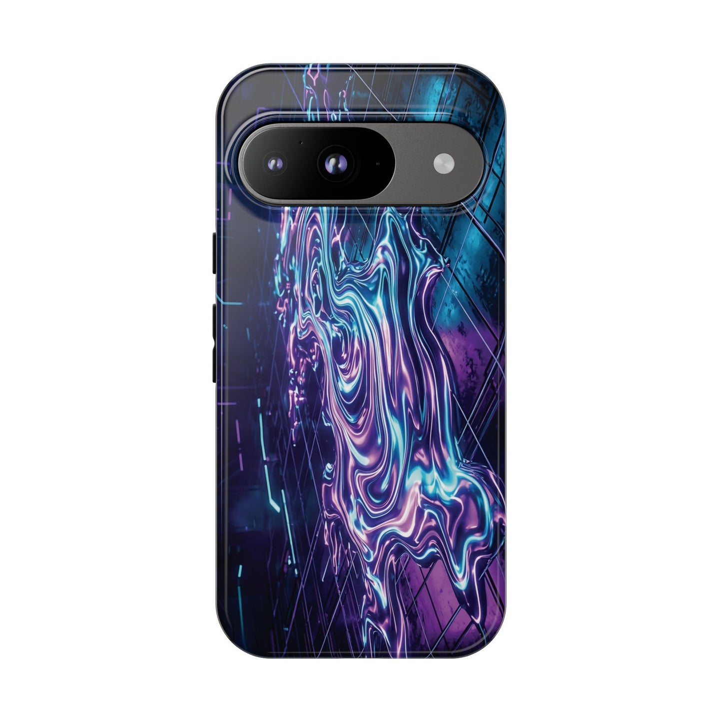 Galaxy Resin Water Tough Case — Neon Purple Blue Abstract Phone Cover