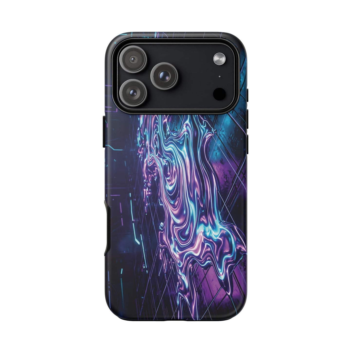 Galaxy Resin Water Tough Case — Neon Purple Blue Abstract Phone Cover