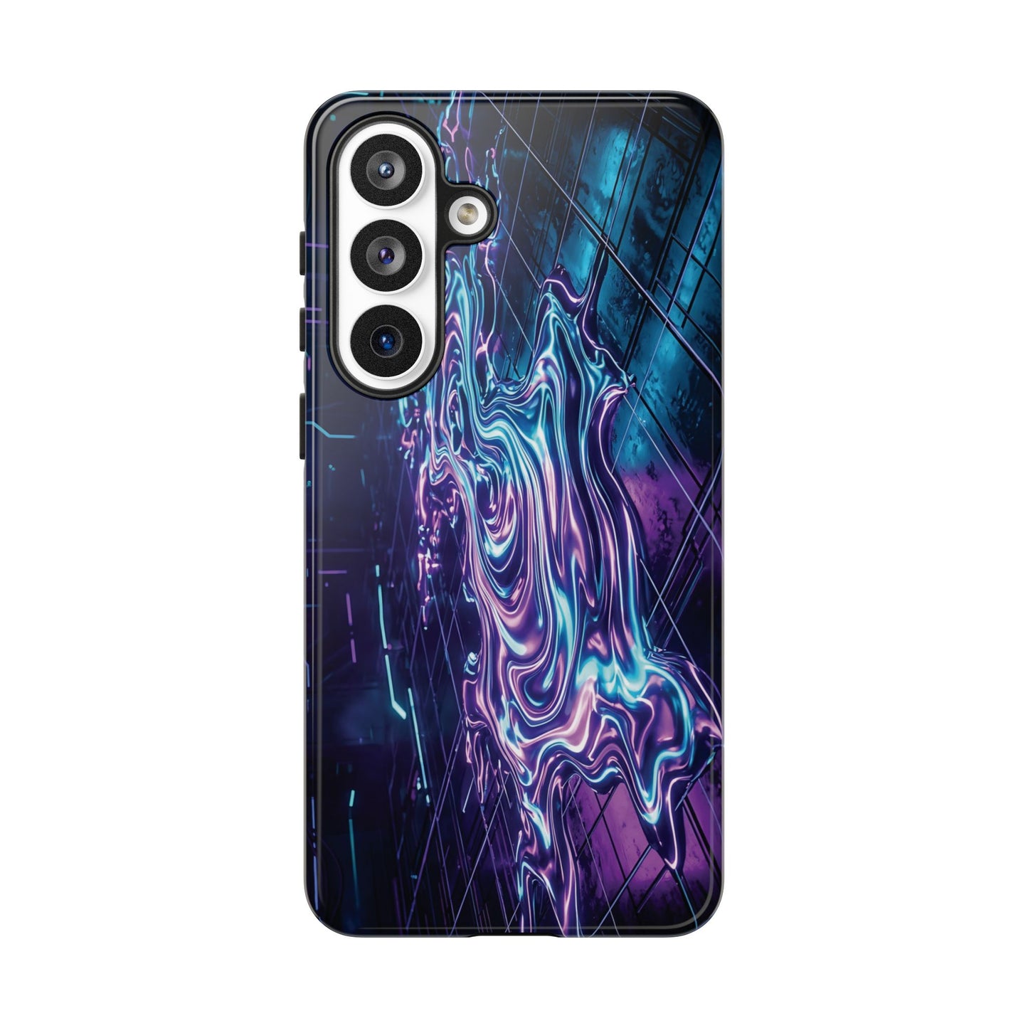 Galaxy Resin Water Tough Case — Neon Purple Blue Abstract Phone Cover