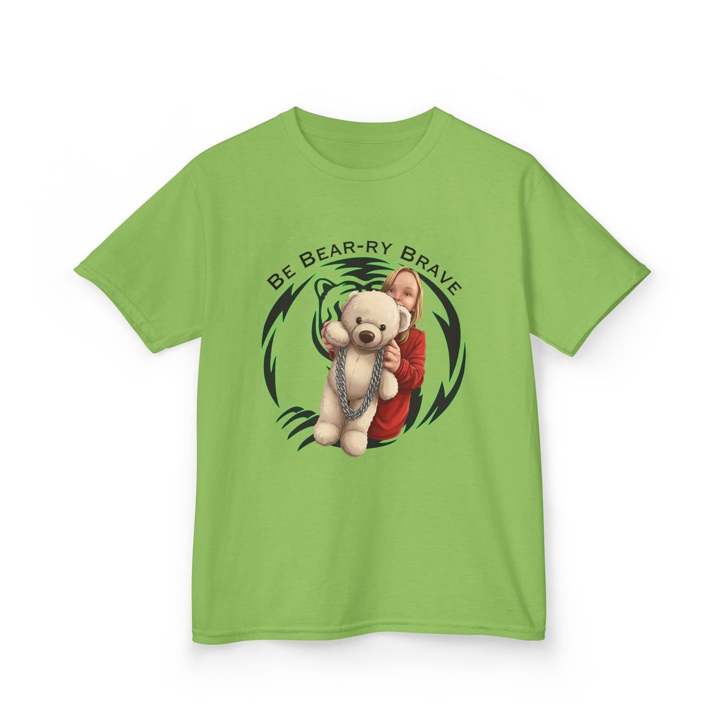Be Bear-ry Brave Kids T-Shirt — Custom Photo-to-Cartoon Brave Bear Tee
