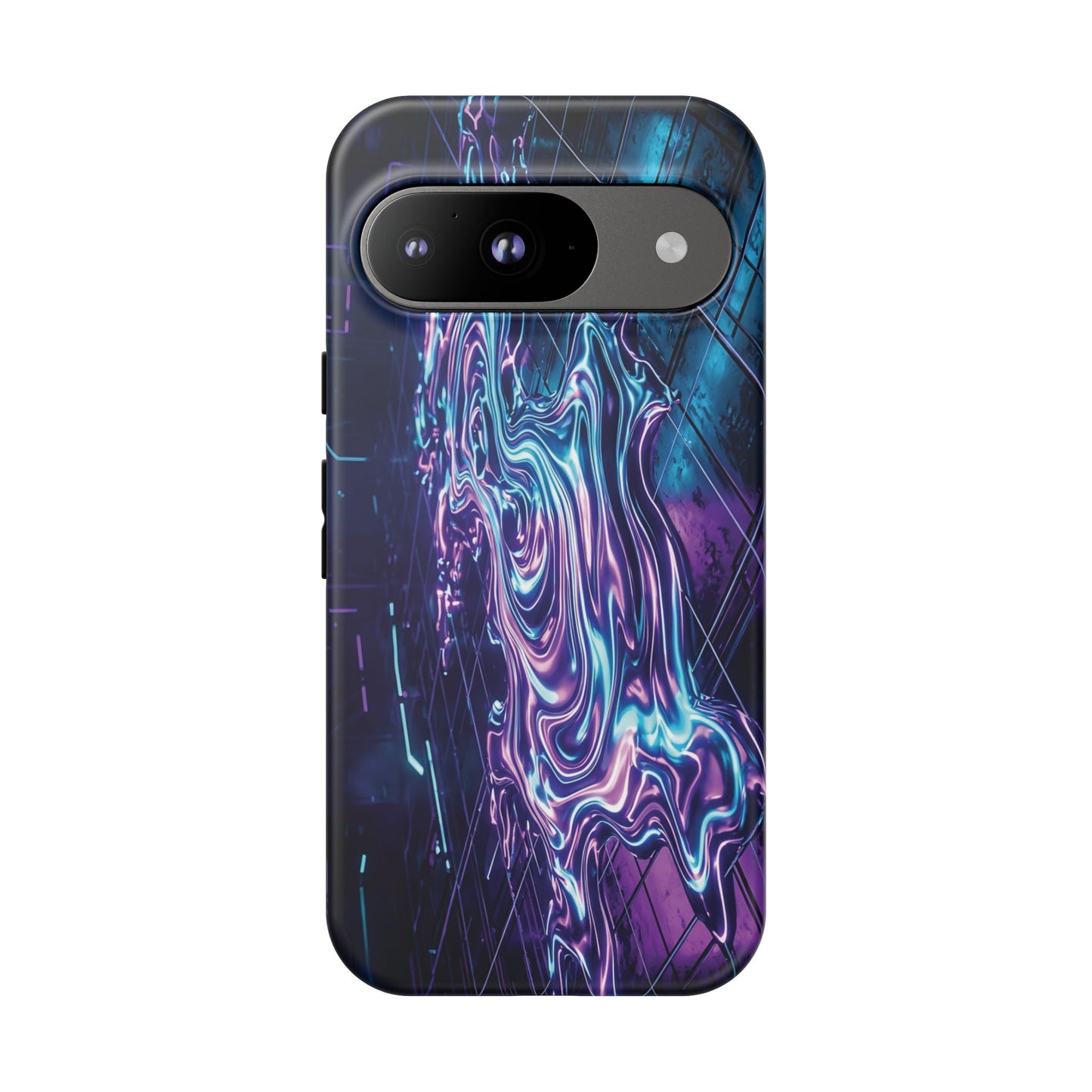 Galaxy Resin Water Tough Case — Neon Purple Blue Abstract Phone Cover