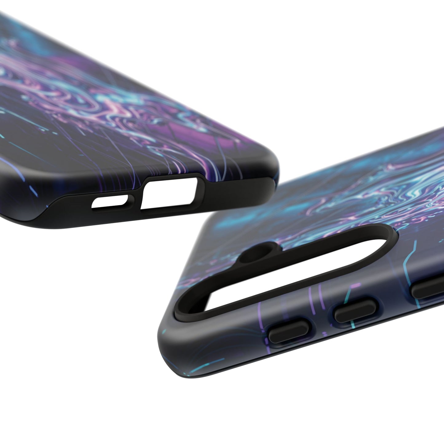 Galaxy Resin Water Tough Case — Neon Purple Blue Abstract Phone Cover