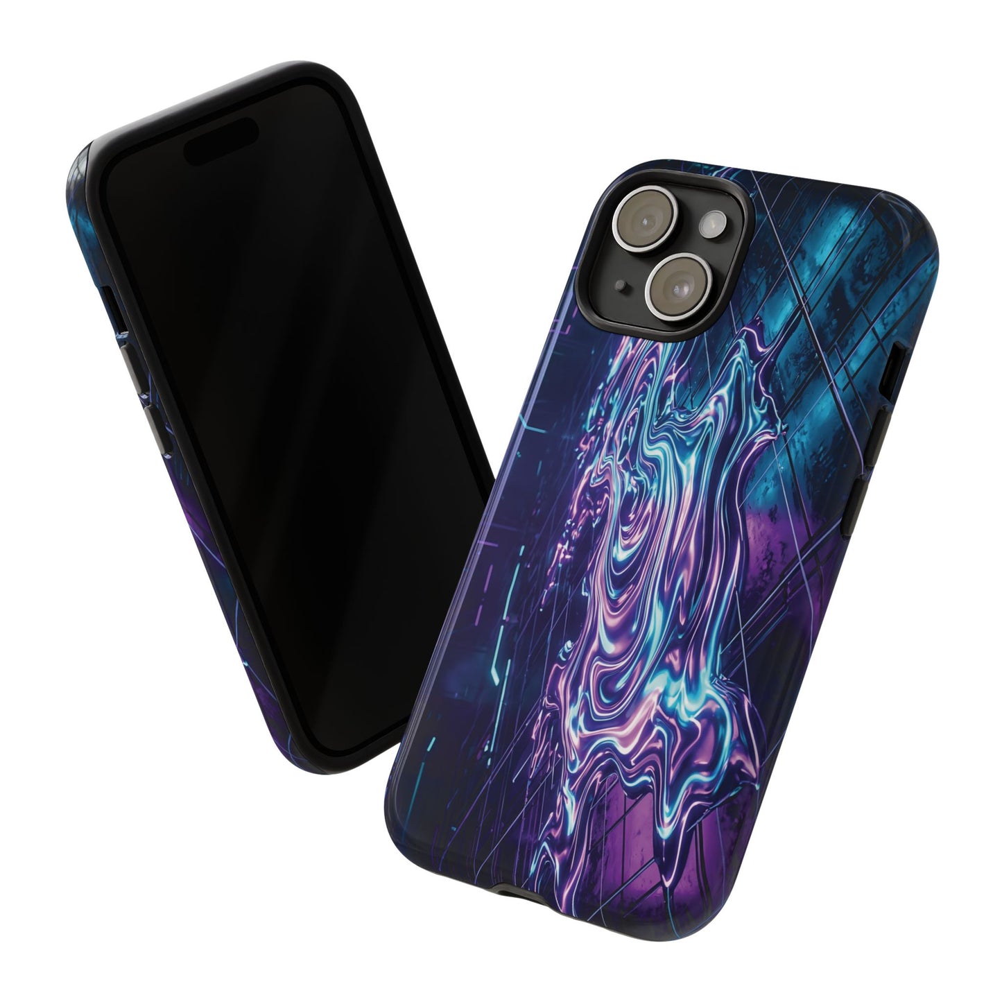 Galaxy Resin Water Tough Case — Neon Purple Blue Abstract Phone Cover