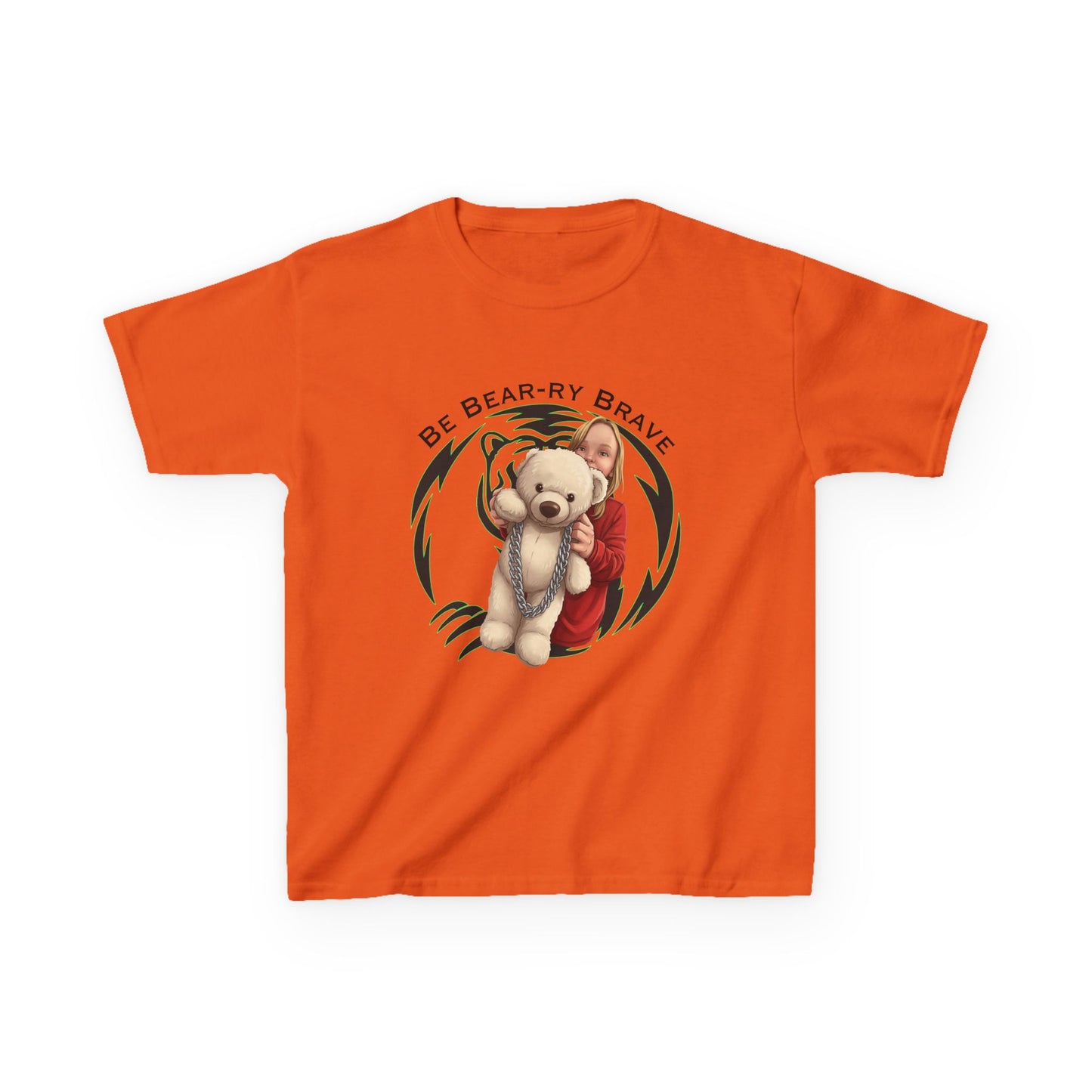 Be Bear-ry Brave Kids T-Shirt — Custom Photo-to-Cartoon Brave Bear Tee