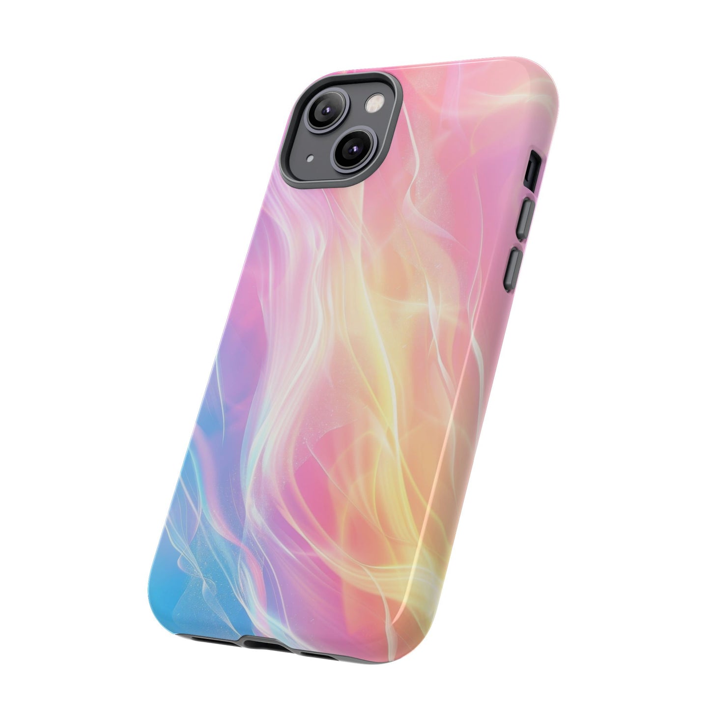 Pastel Marble Tough Phone Case — Protective iPhone Cover with Pink Blue Gradient Swirl