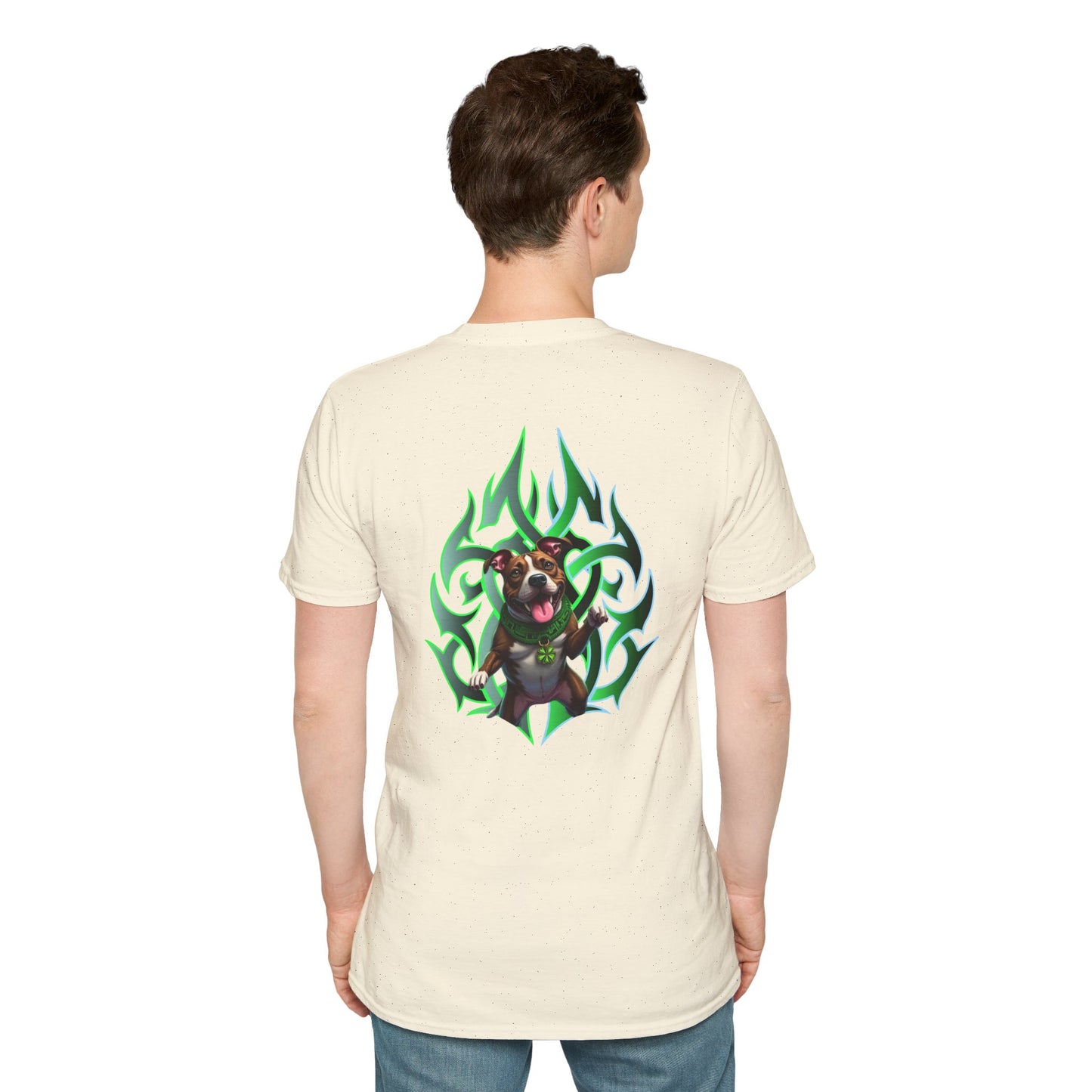 Bully & Brave Pit Bull T-Shirt — Green Tribal Rescue Dog Tee