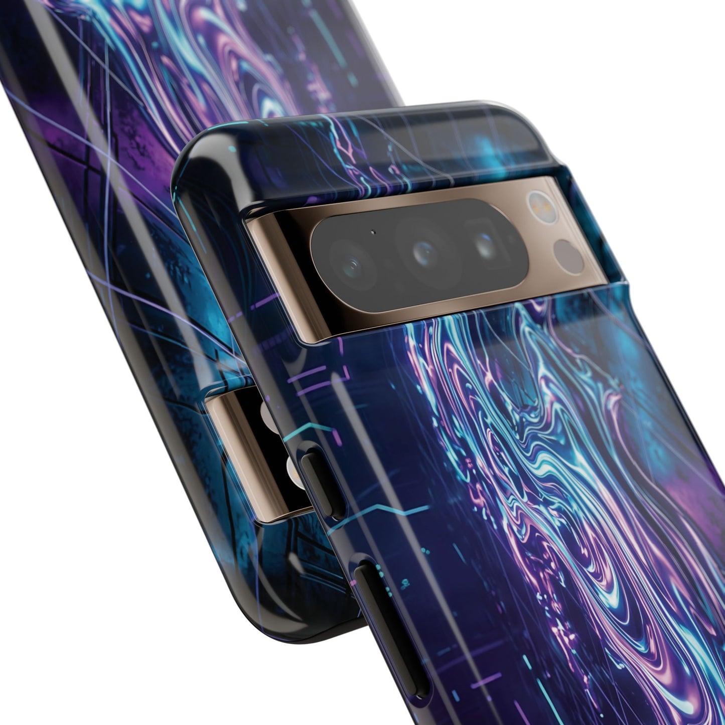 Galaxy Resin Water Tough Case — Neon Purple Blue Abstract Phone Cover