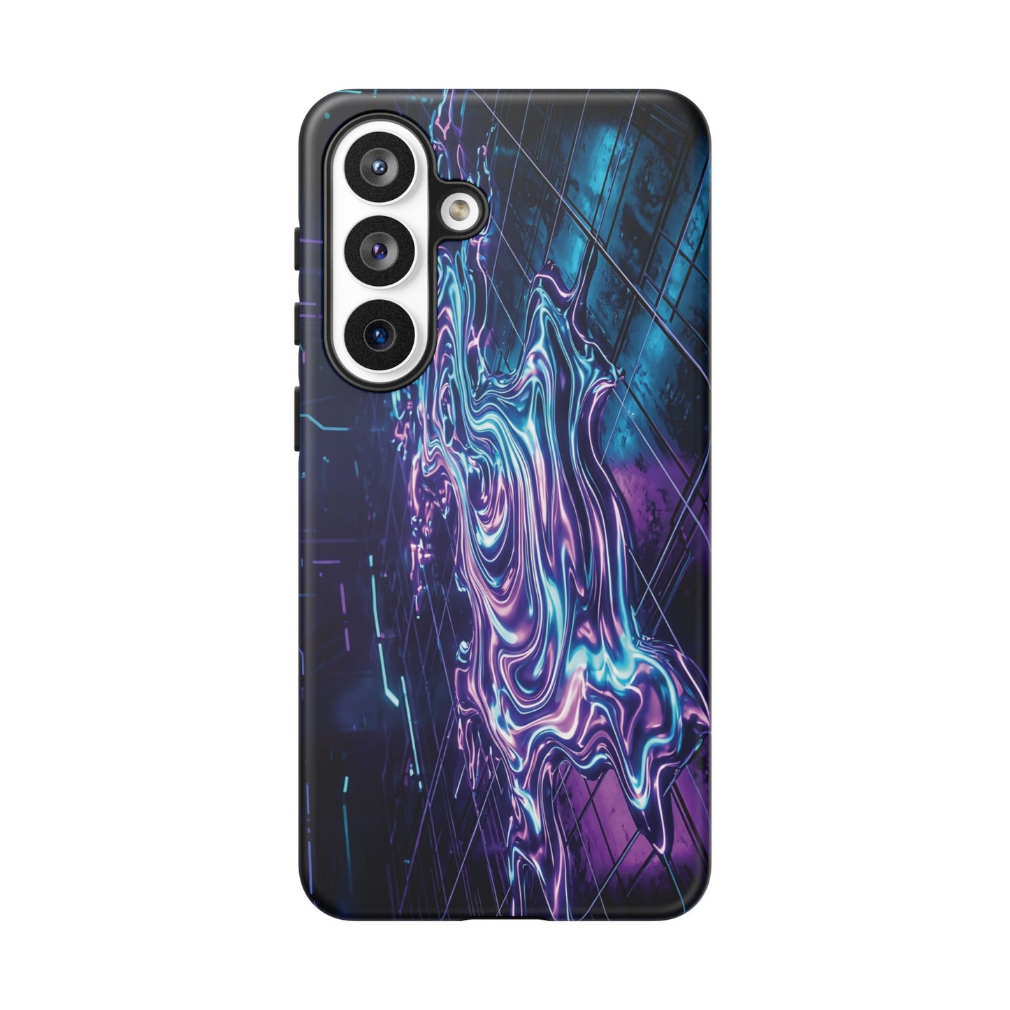 Galaxy Resin Water Tough Case — Neon Purple Blue Abstract Phone Cover