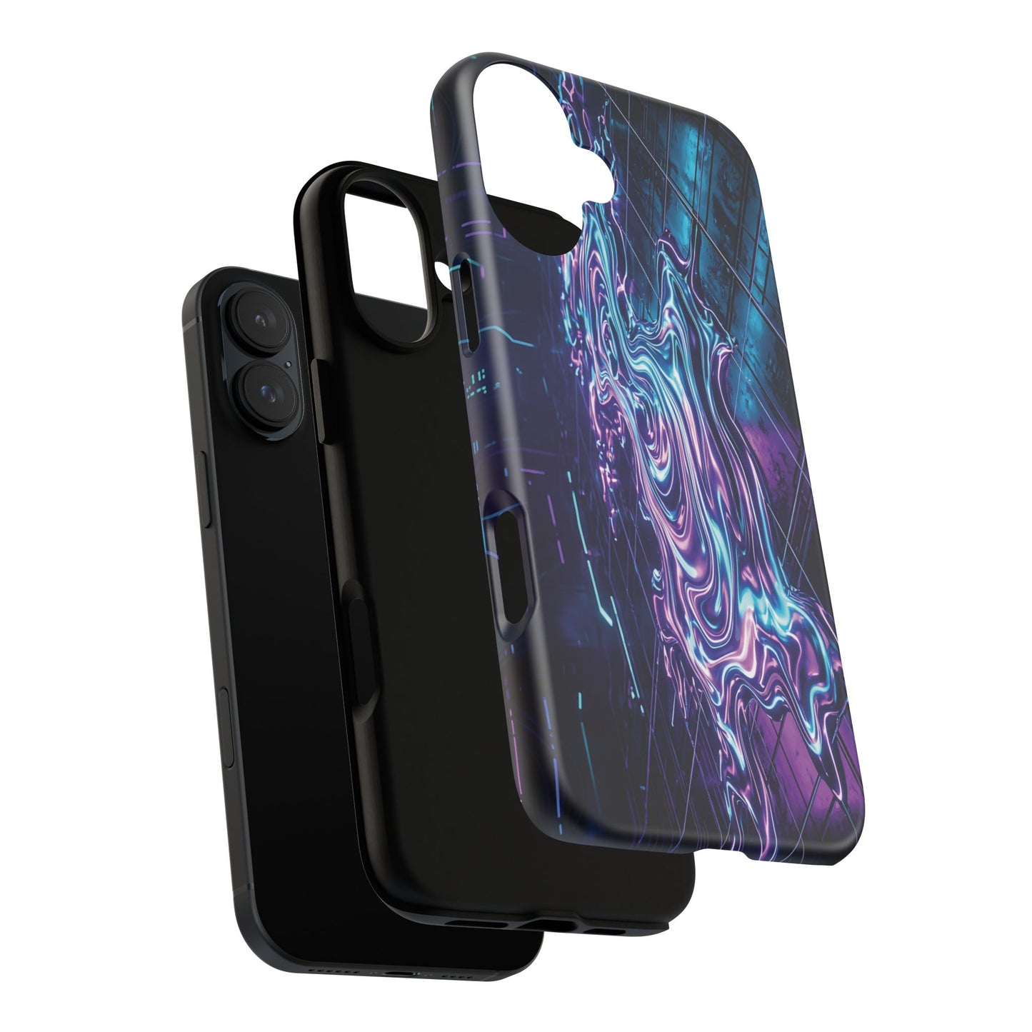 Galaxy Resin Water Tough Case — Neon Purple Blue Abstract Phone Cover