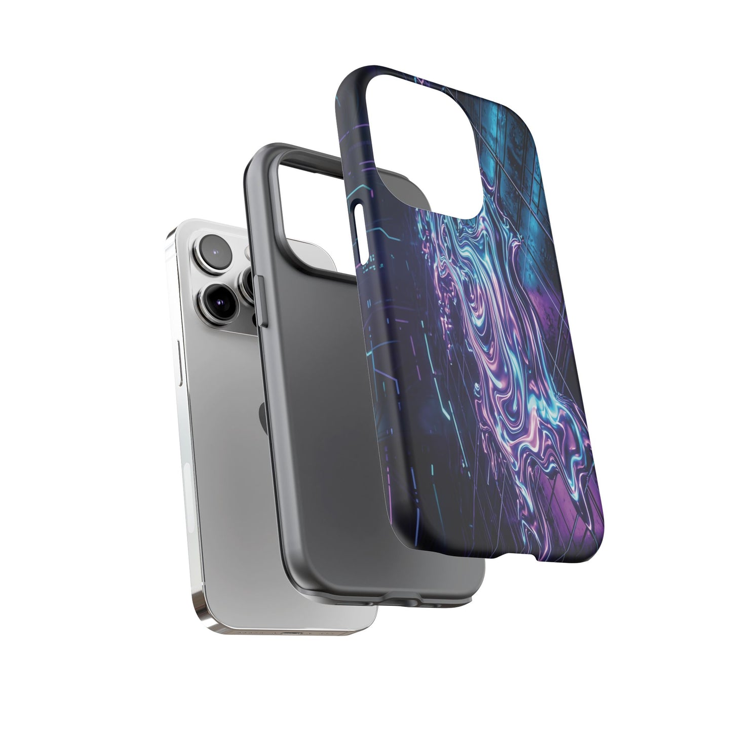 Galaxy Resin Water Tough Case — Neon Purple Blue Abstract Phone Cover