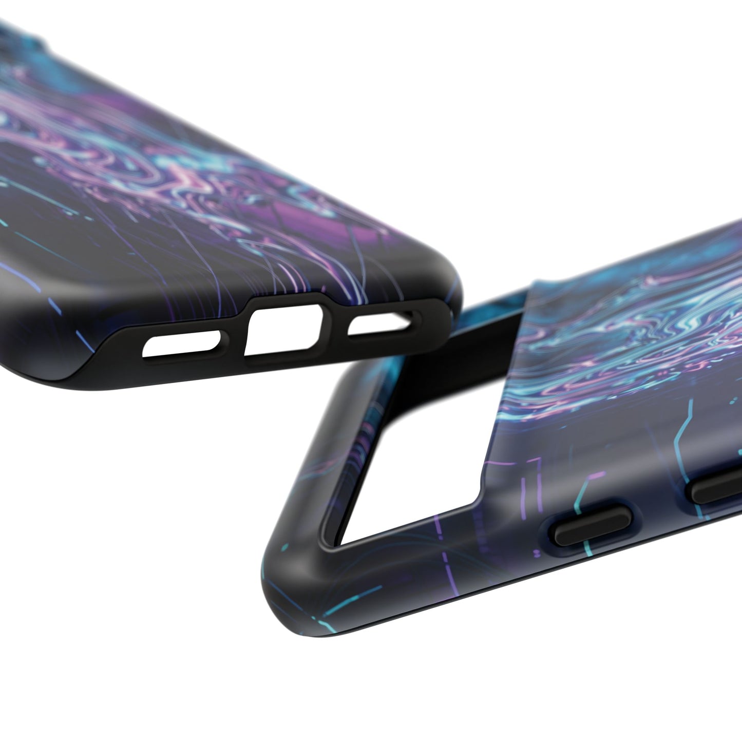 Galaxy Resin Water Tough Case — Neon Purple Blue Abstract Phone Cover