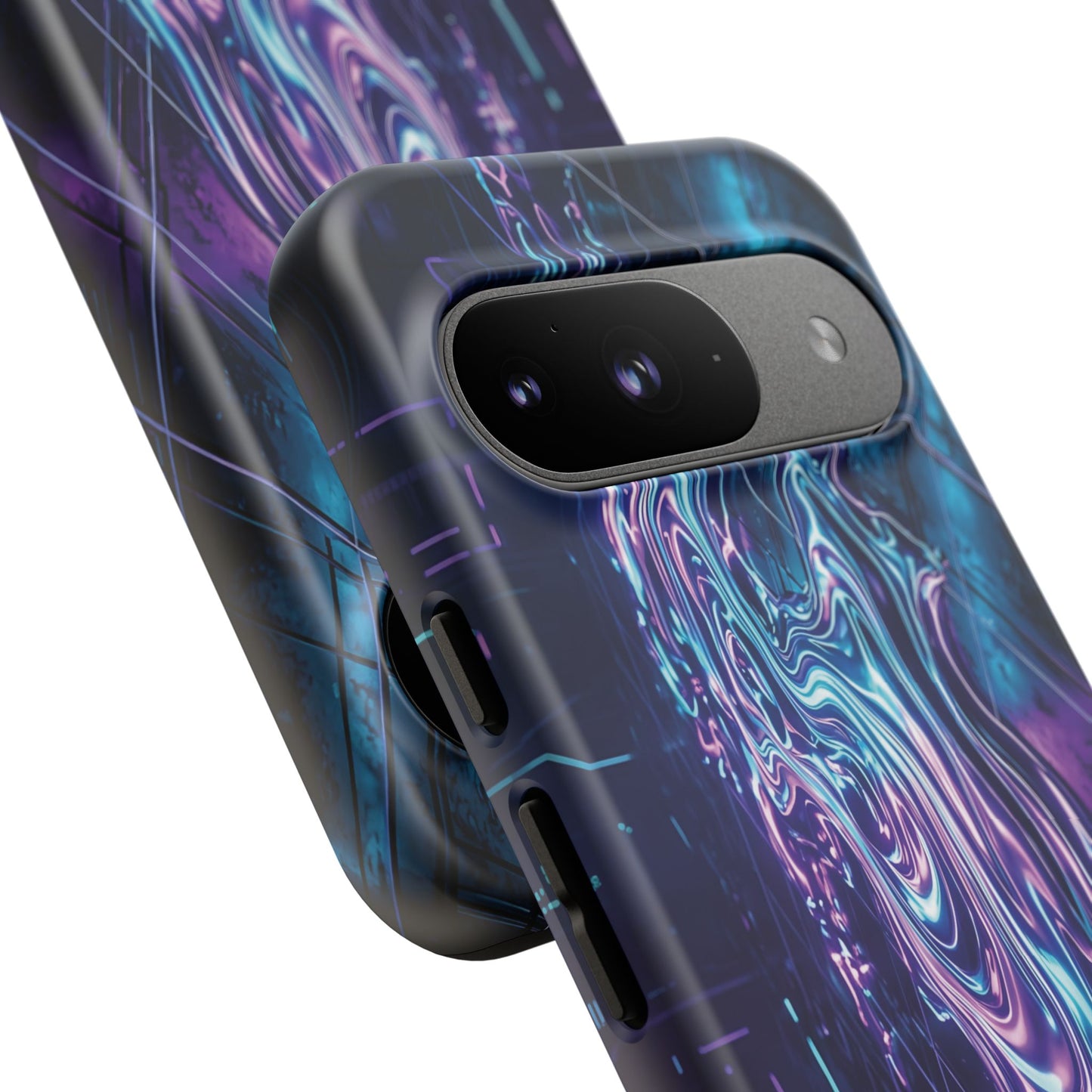 Galaxy Resin Water Tough Case — Neon Purple Blue Abstract Phone Cover