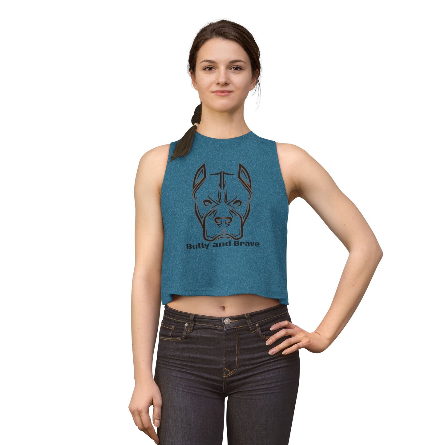 Bully and Brave Women's Crop Tank — Pit Bull Face Graphic Crop Top