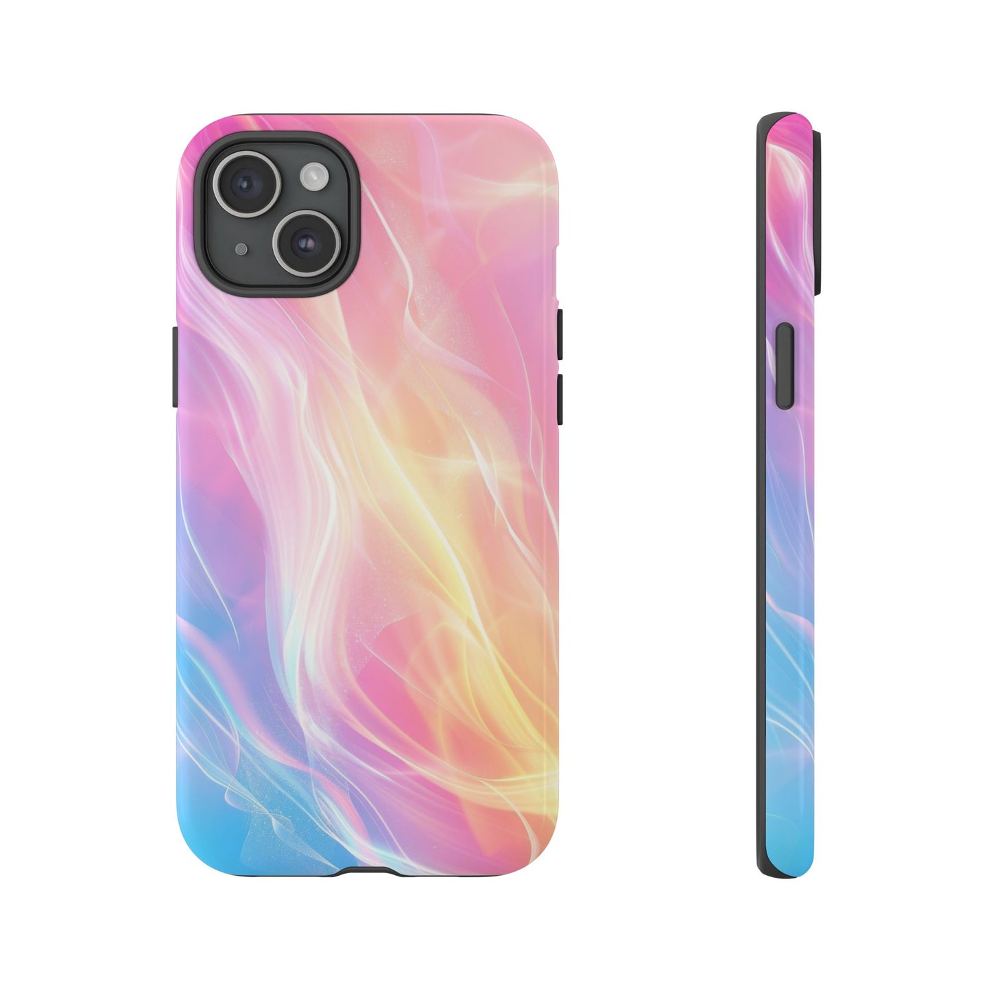 Pastel Marble Tough Phone Case — Protective iPhone Cover with Pink Blue Gradient Swirl