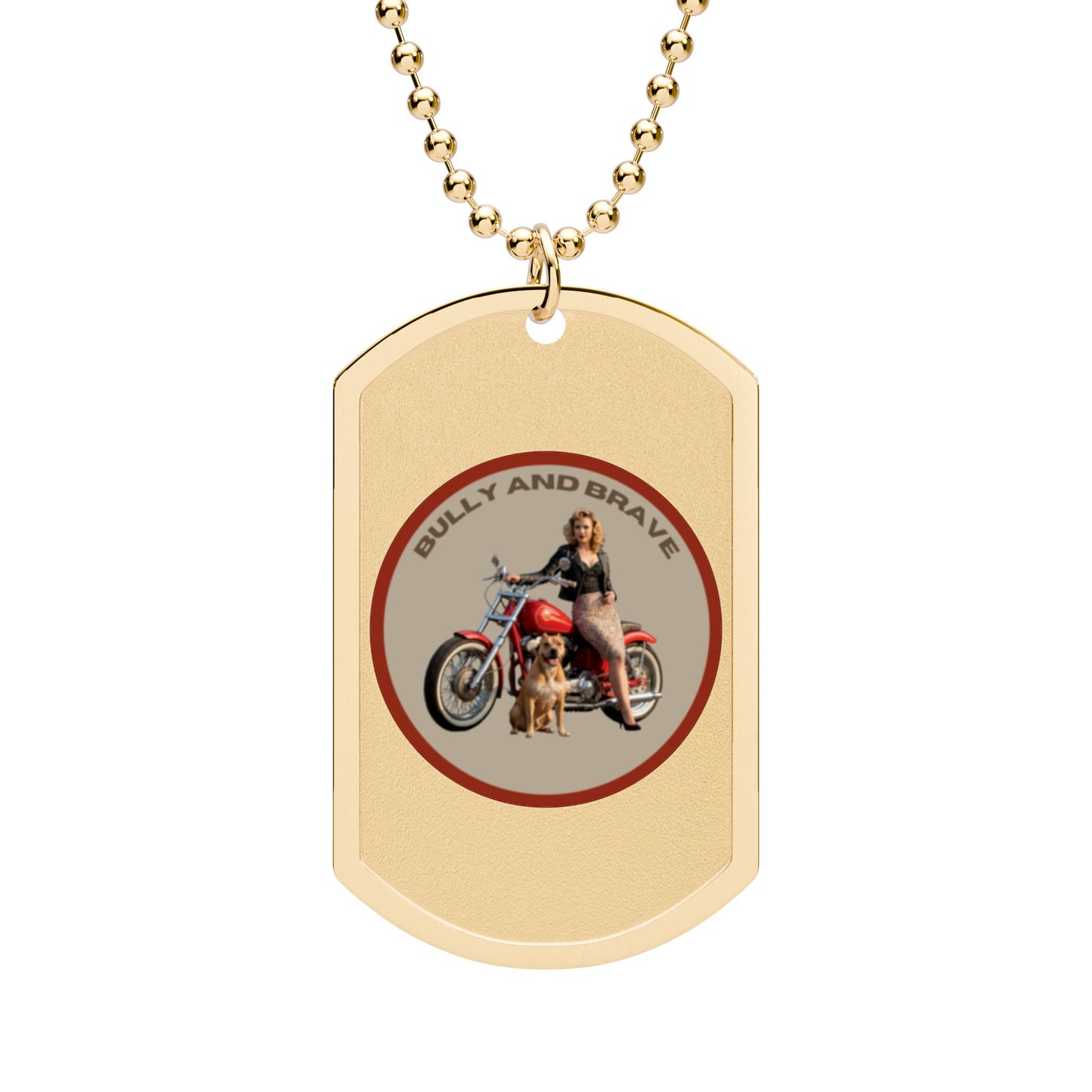 Biker Girl Dog Tag Necklace — "WILDLY AND BRAVE" Motorcycle Pendant