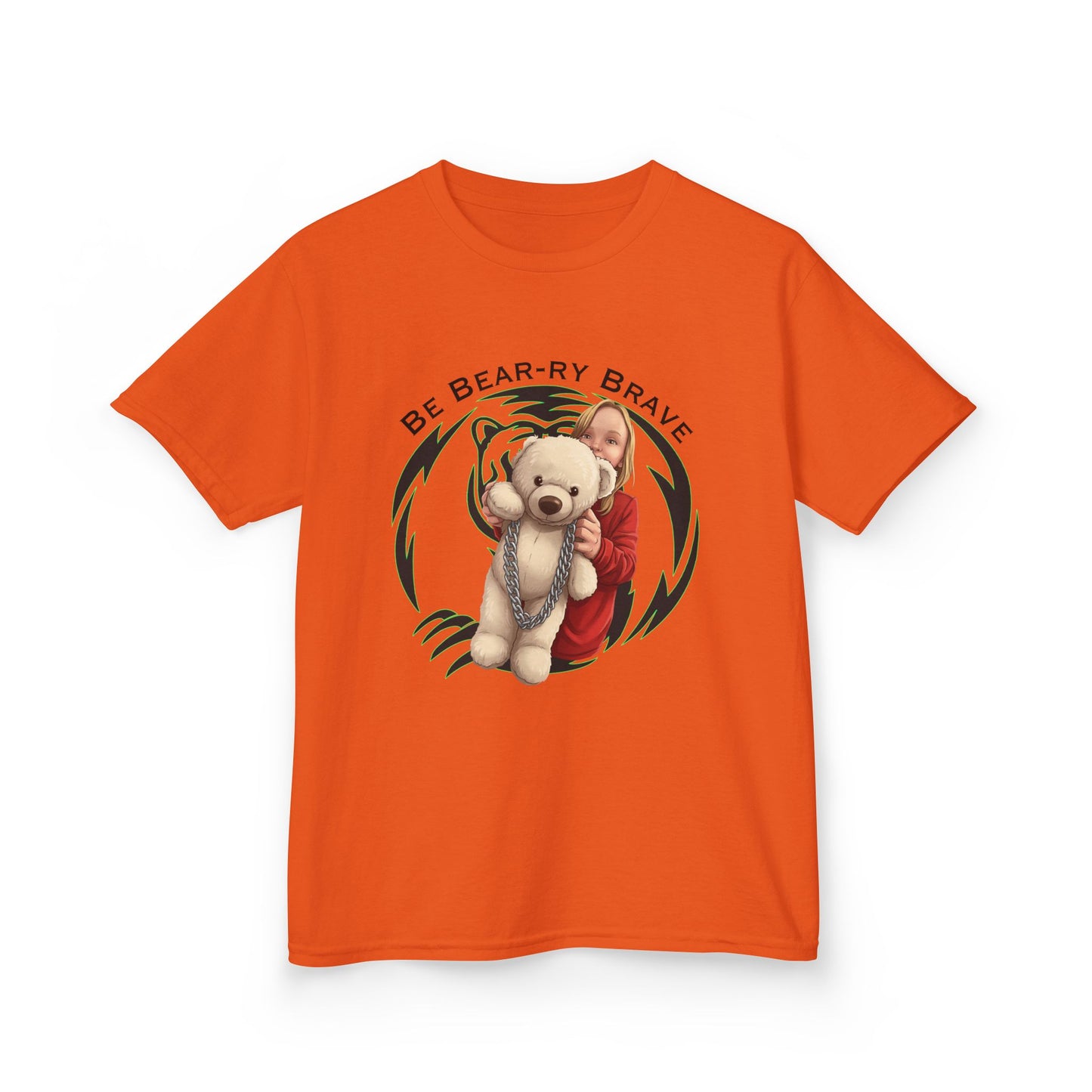 Be Bear-ry Brave Kids T-Shirt — Custom Photo-to-Cartoon Brave Bear Tee