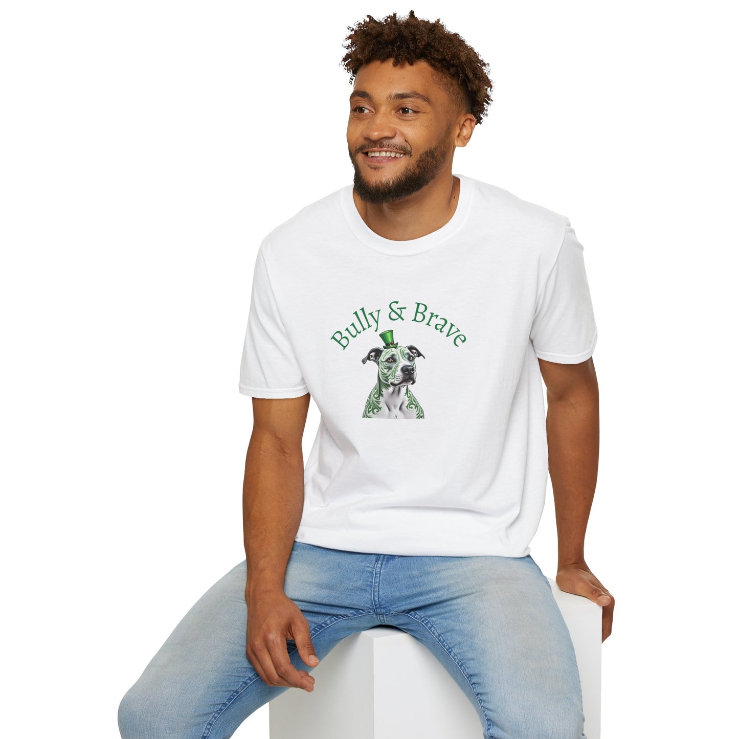 Bully & Brave Pit Bull T-Shirt — Green Tribal Rescue Dog Tee