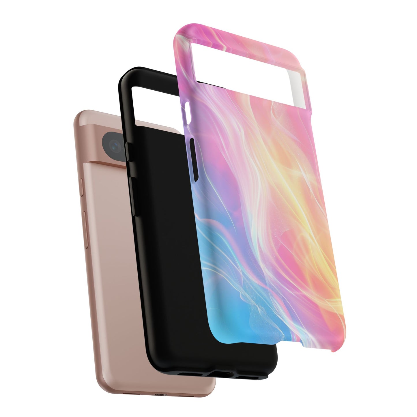 Pastel Marble Tough Phone Case — Protective iPhone Cover with Pink Blue Gradient Swirl