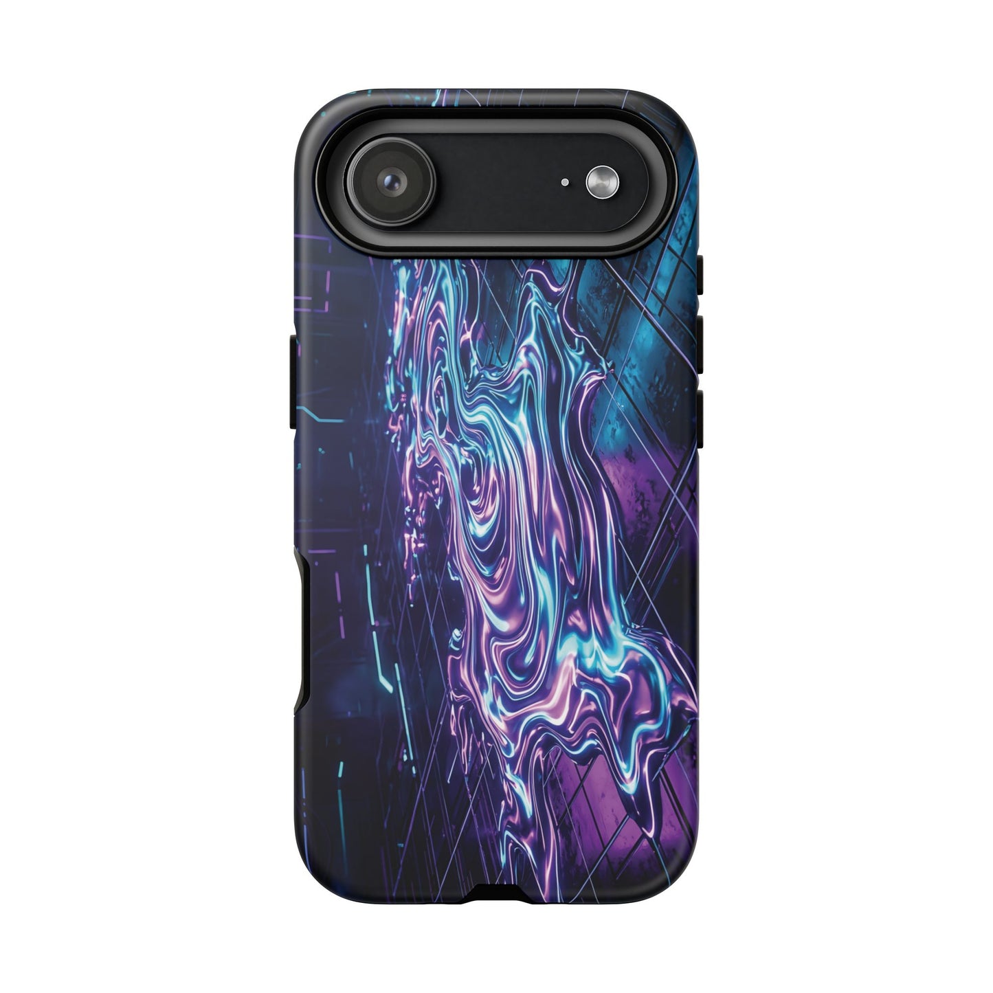 Galaxy Resin Water Tough Case — Neon Purple Blue Abstract Phone Cover