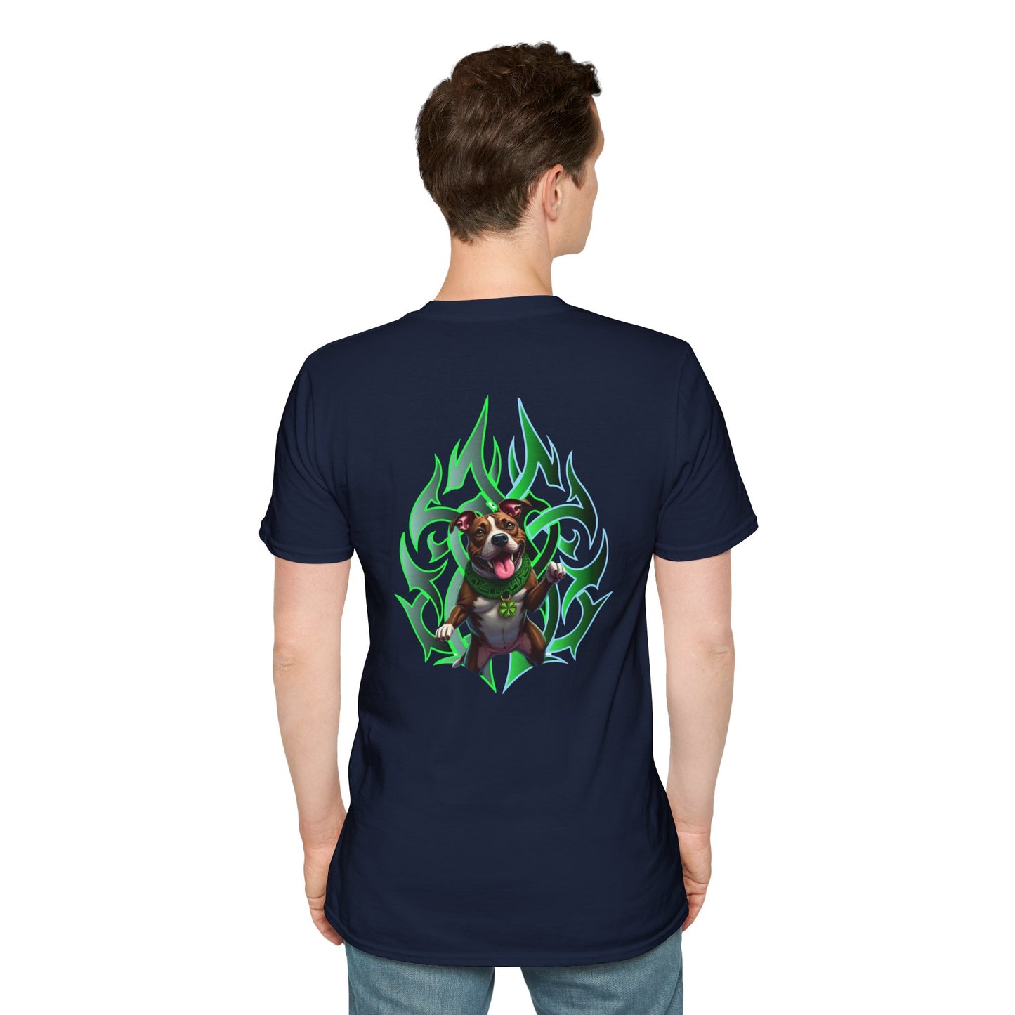 Bully & Brave Pit Bull T-Shirt — Green Tribal Rescue Dog Tee
