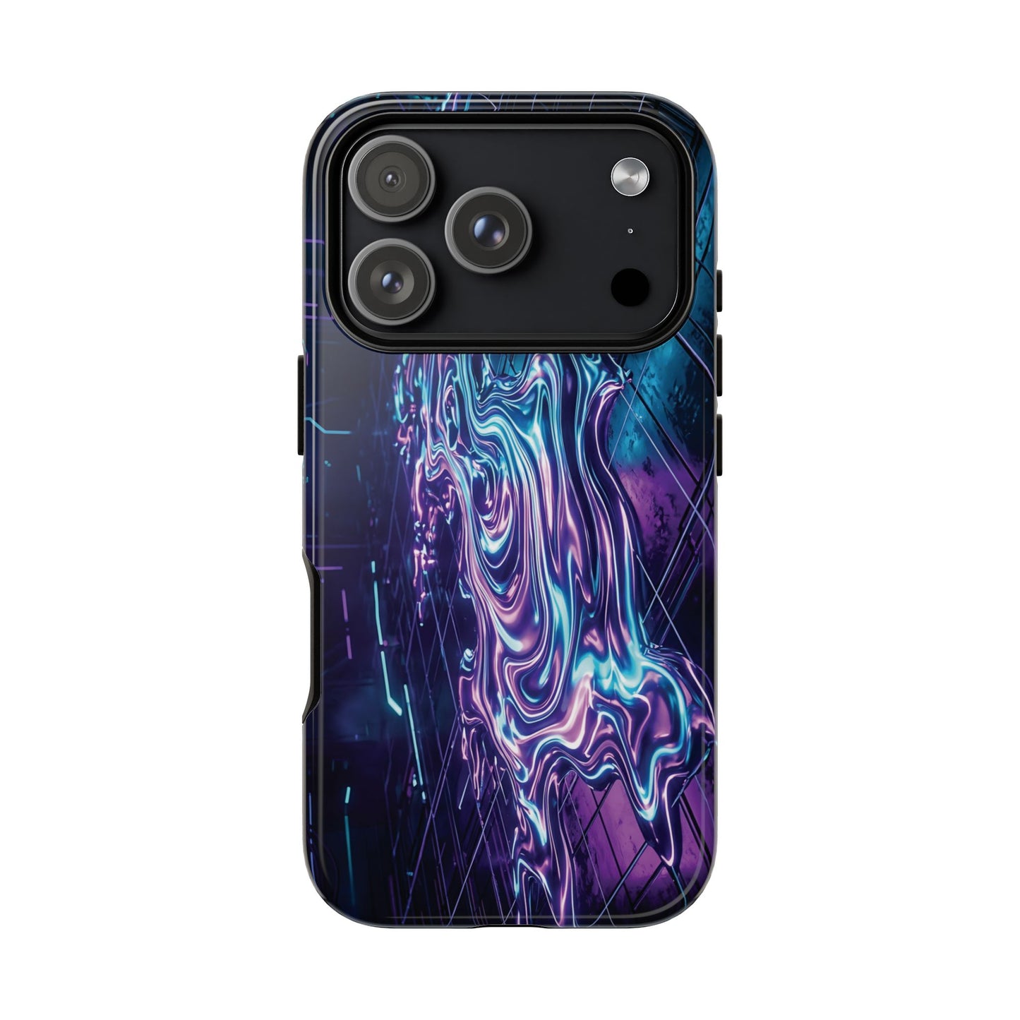 Galaxy Resin Water Tough Case — Neon Purple Blue Abstract Phone Cover