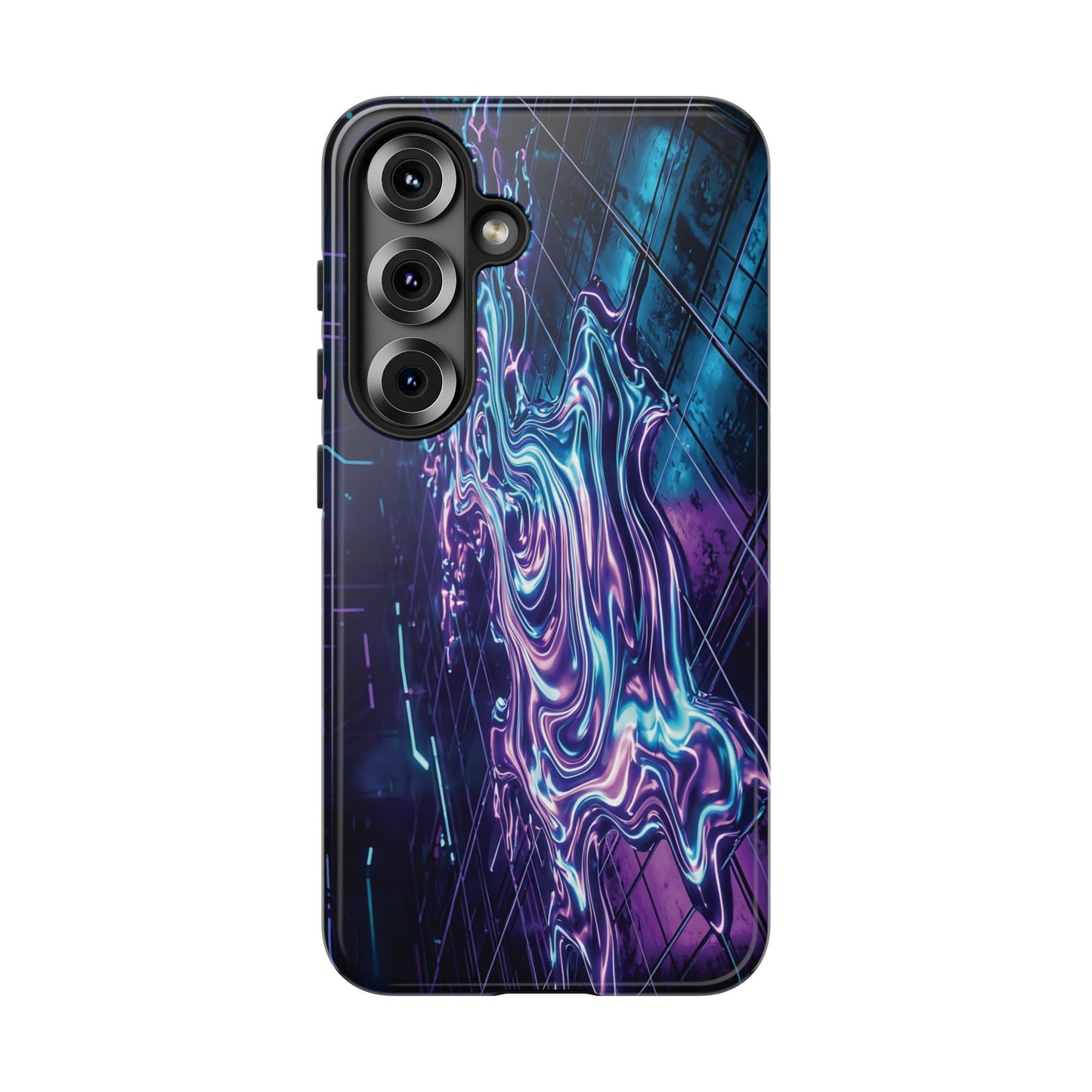 Galaxy Resin Water Tough Case — Neon Purple Blue Abstract Phone Cover