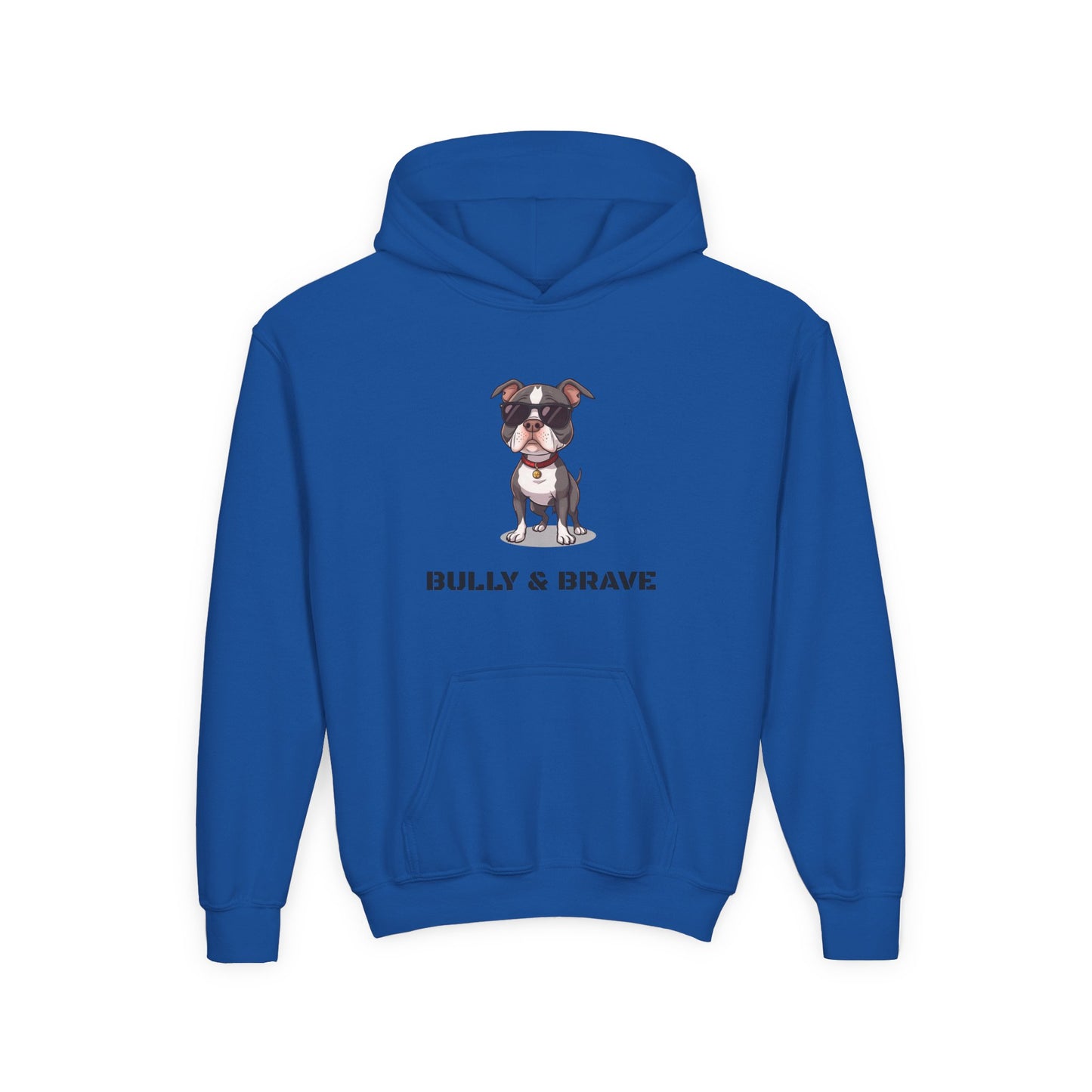 Youth Hoodie — "Bully & Brave" Pitbull Puppy Graphic