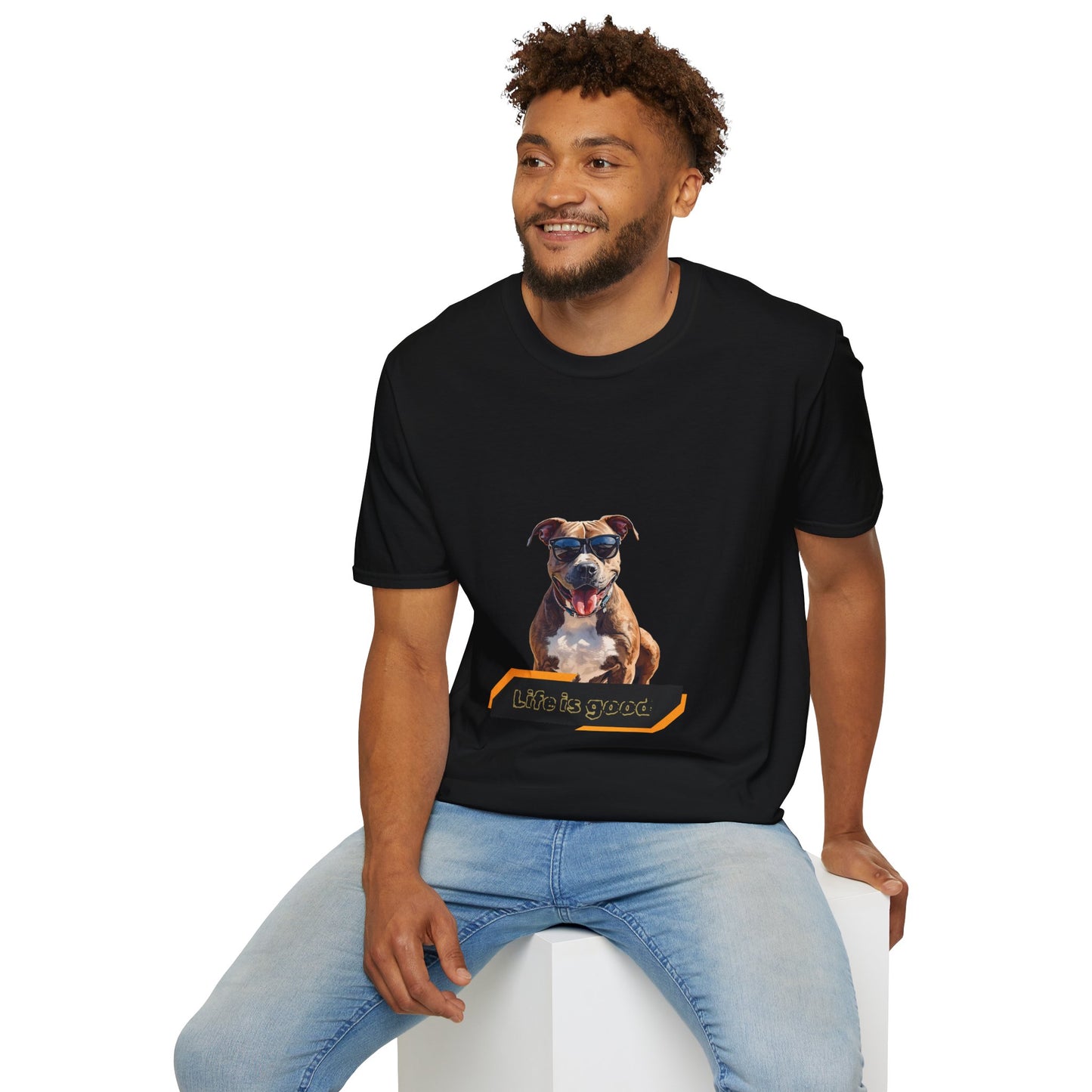 Staffordshire Bull Terrier Graphic T-Shirt — "Life is Good" Tee
