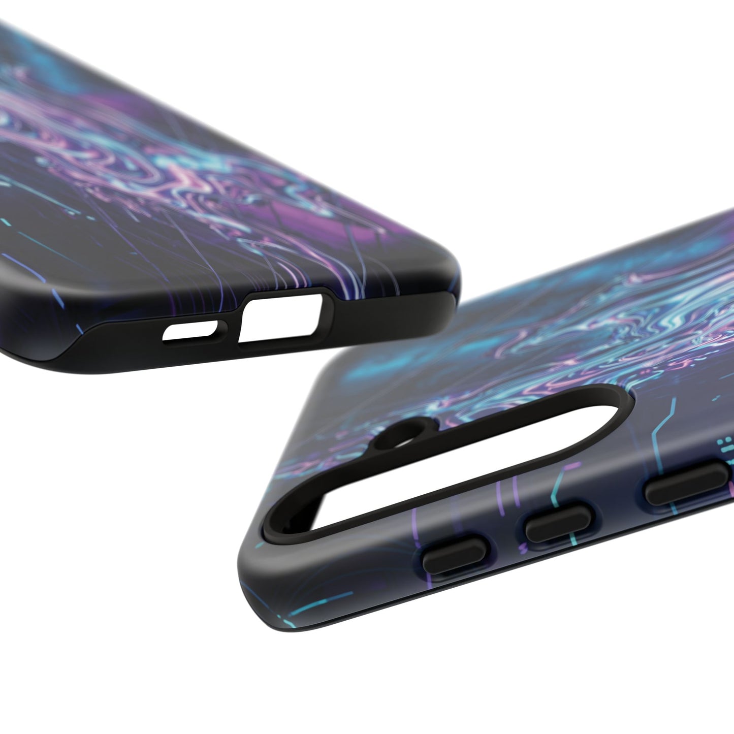 Galaxy Resin Water Tough Case — Neon Purple Blue Abstract Phone Cover