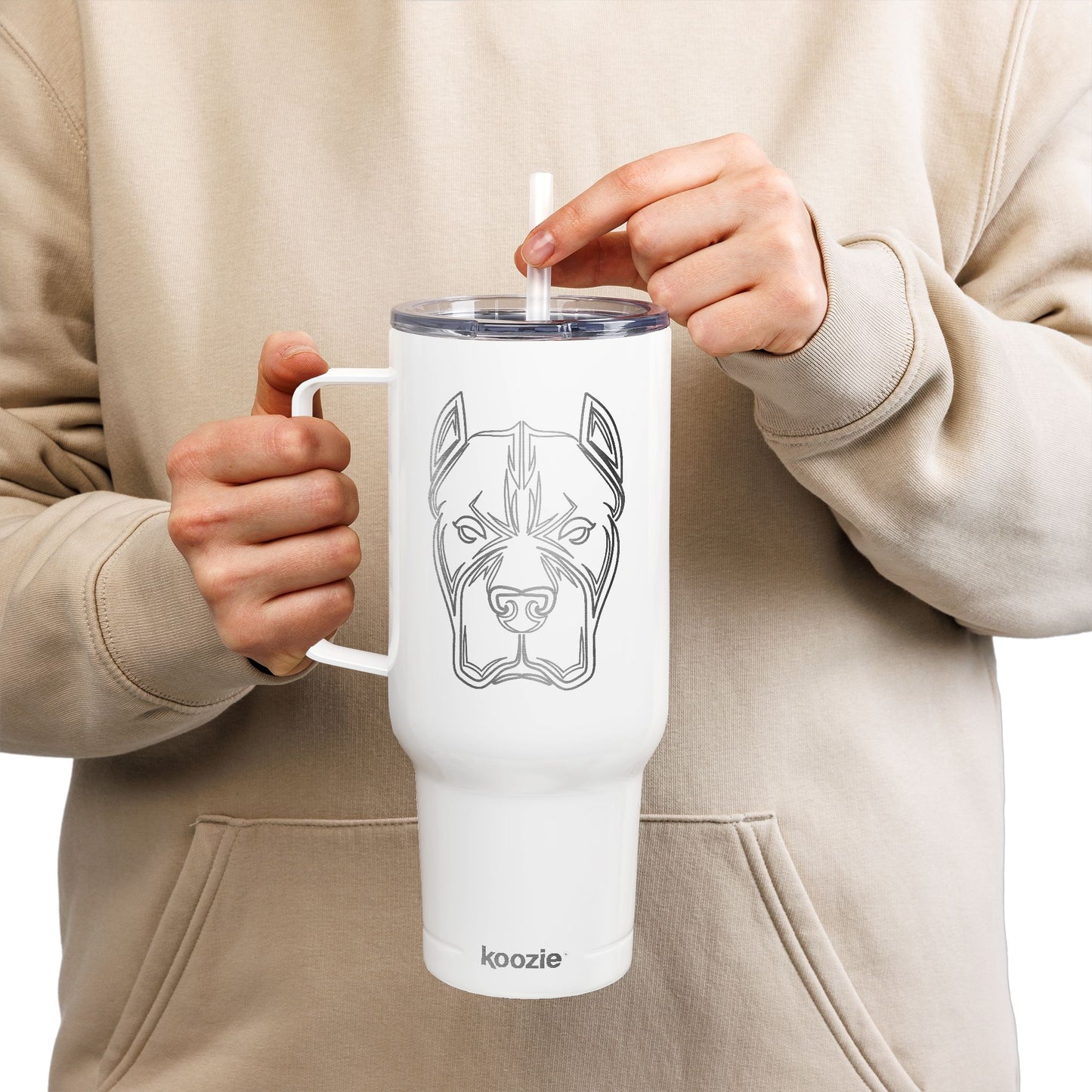 40oz Engraved Pitbull Tumbler with Lid