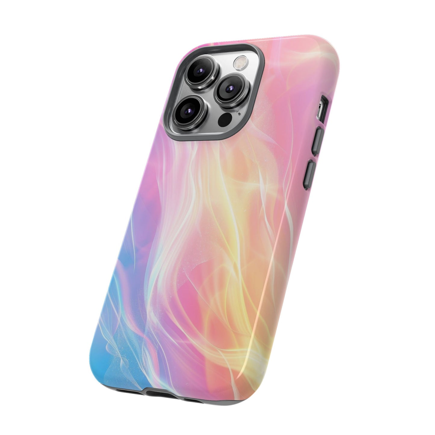 Pastel Marble Tough Phone Case — Protective iPhone Cover with Pink Blue Gradient Swirl