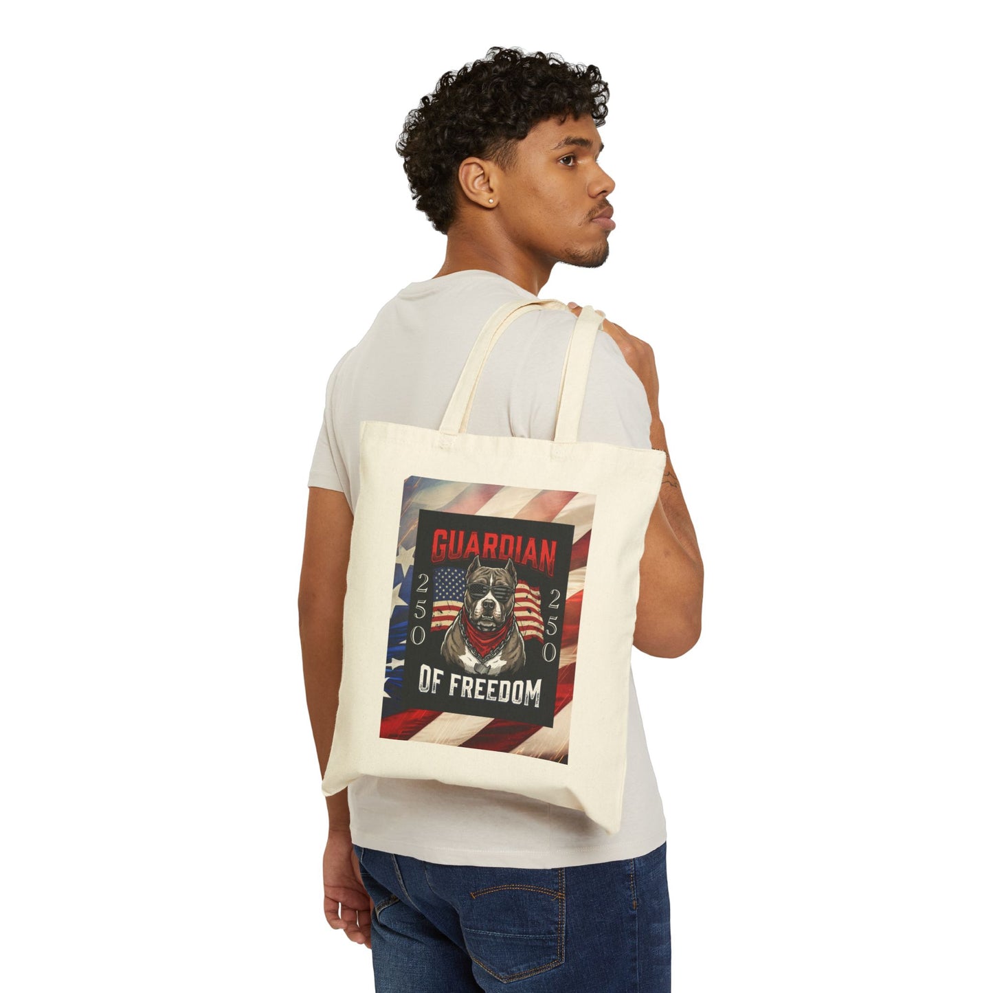 Guardian of Freedom Tote Bag — Patriotic American Flag Dog Design