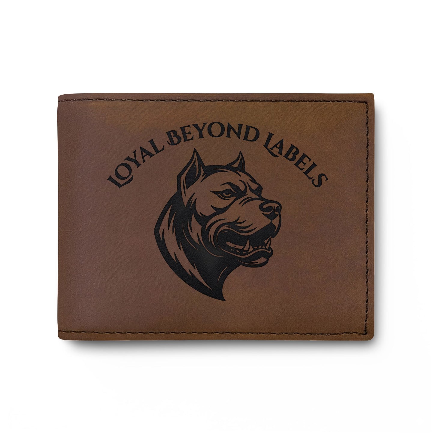 Pitbull Head Bi-Fold Wallet — Leather Card Wallet with Flip