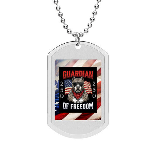 Guardian of Freedom Dog Tag Necklace — Patriotic American Flag Military Tribute