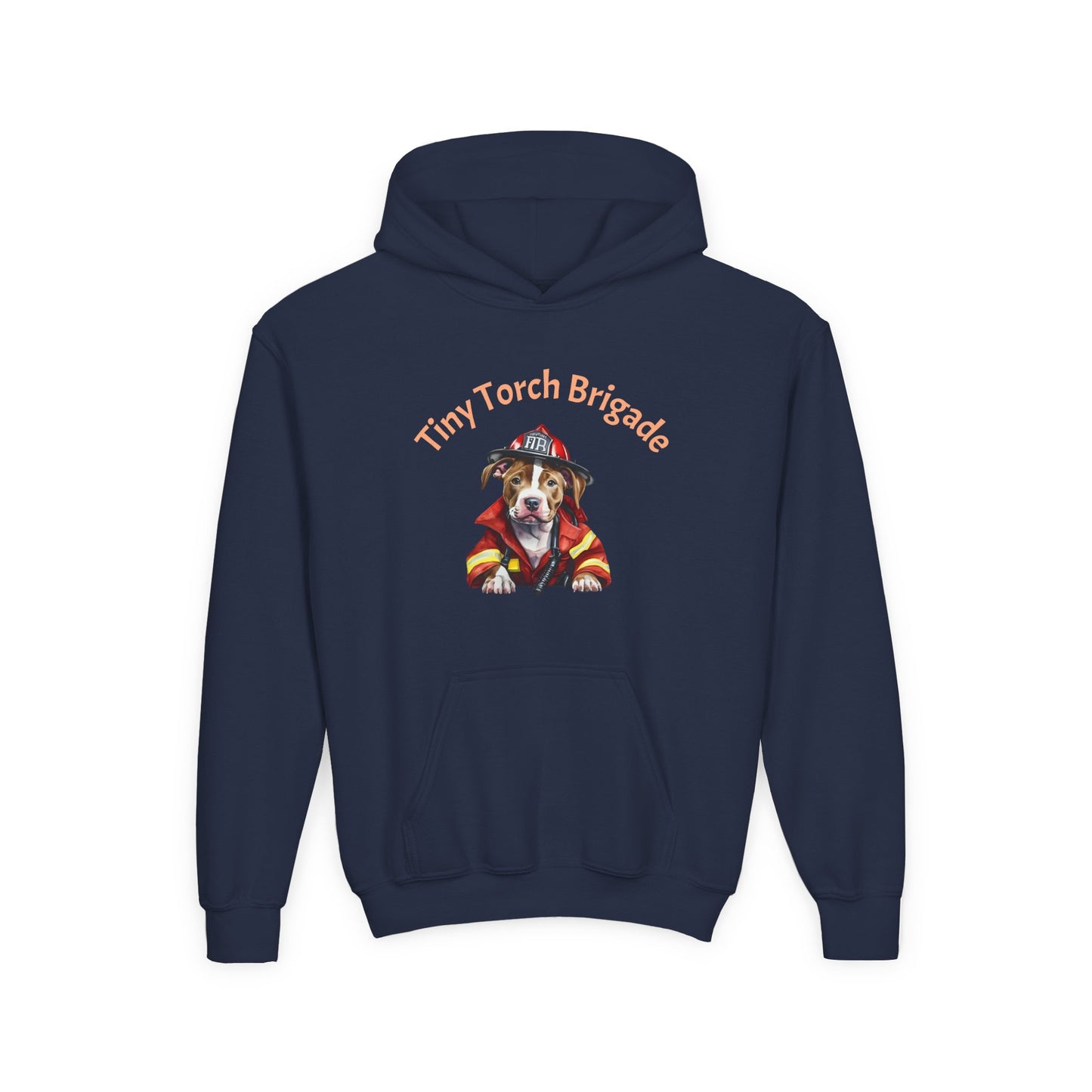 Youth Hoodie - "Tiny Torch Brigade" Firefighter Dog Graphic