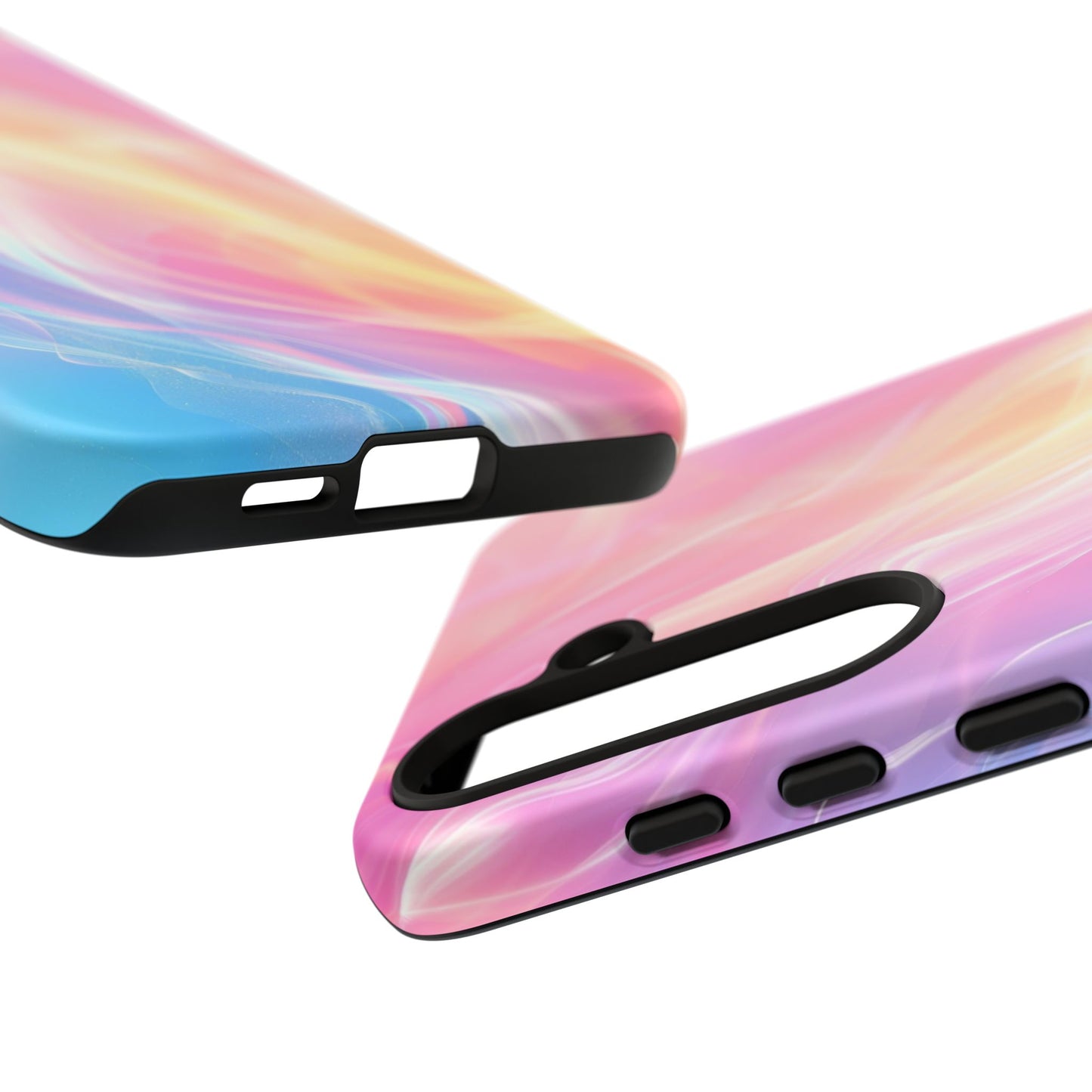 Pastel Marble Tough Phone Case — Protective iPhone Cover with Pink Blue Gradient Swirl
