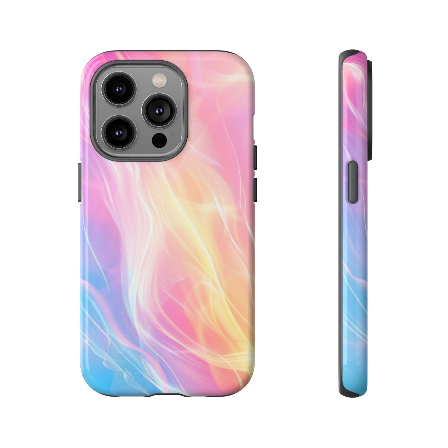 Pastel Marble Tough Phone Case — Protective iPhone Cover with Pink Blue Gradient Swirl