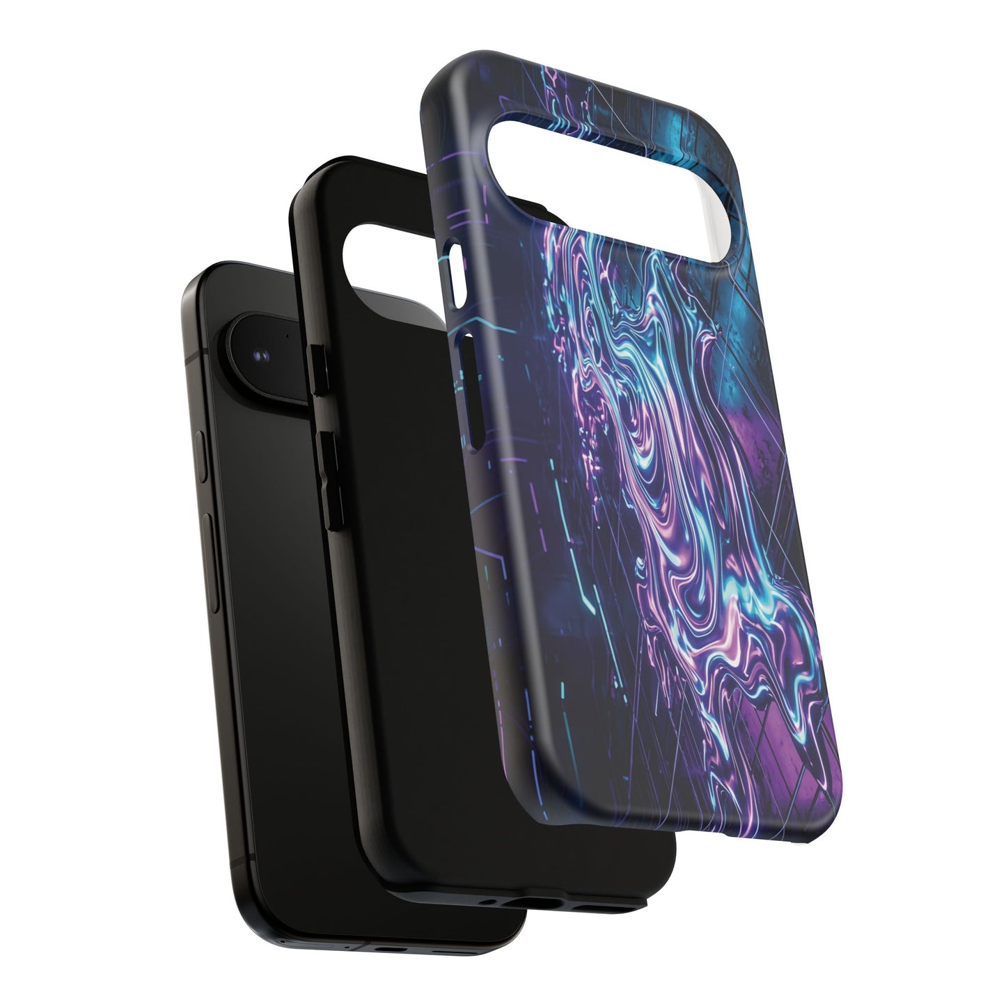Galaxy Resin Water Tough Case — Neon Purple Blue Abstract Phone Cover