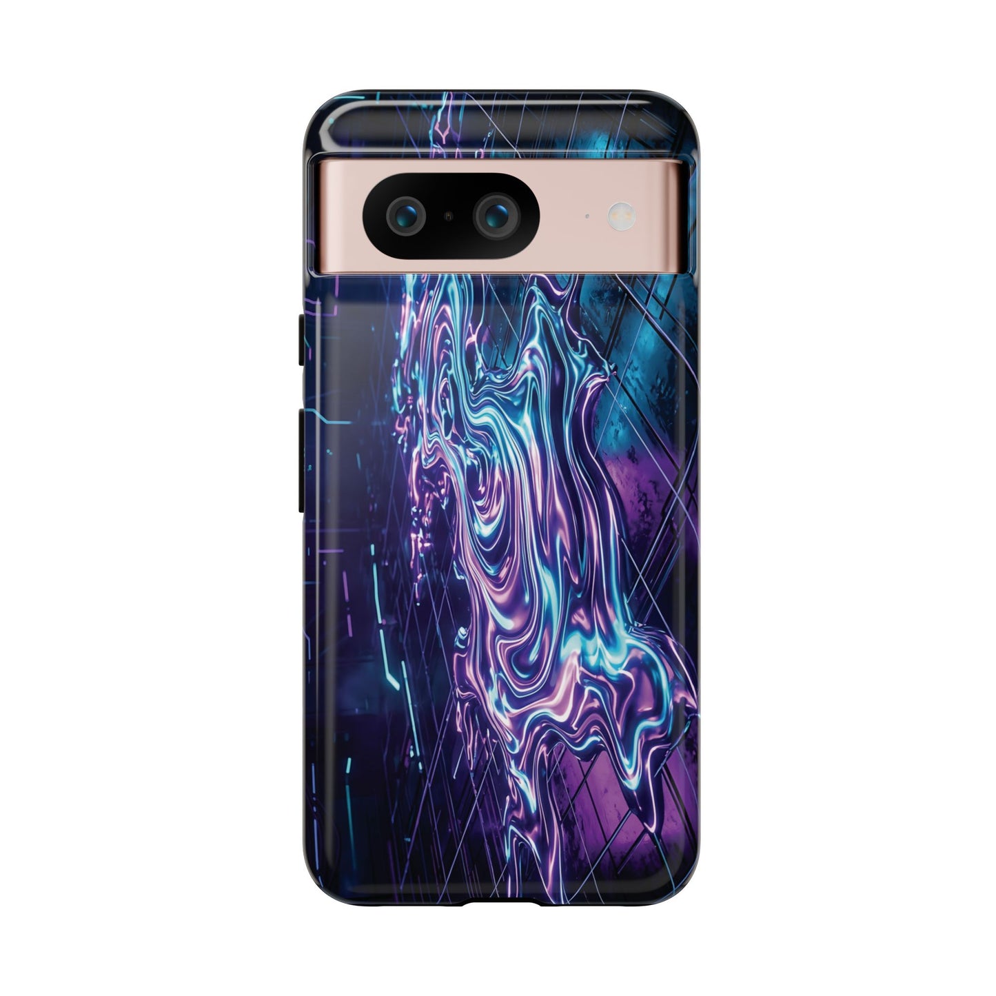 Galaxy Resin Water Tough Case — Neon Purple Blue Abstract Phone Cover